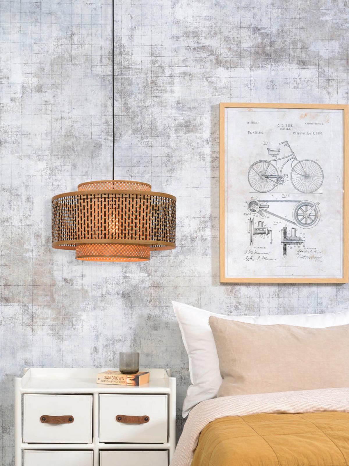 Viseča Svetilka Bhutan, Črna, Bambus - črna/rjava, Design, naravni materiali (53/236,5/53cm) - Good & Mojo