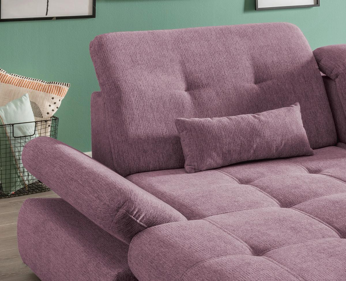 Wohnlandschaft Dalida Brombeere Chenille - Chromfarben/Brombeere, Design, Textil/Metall (196/300cm) - Livetastic