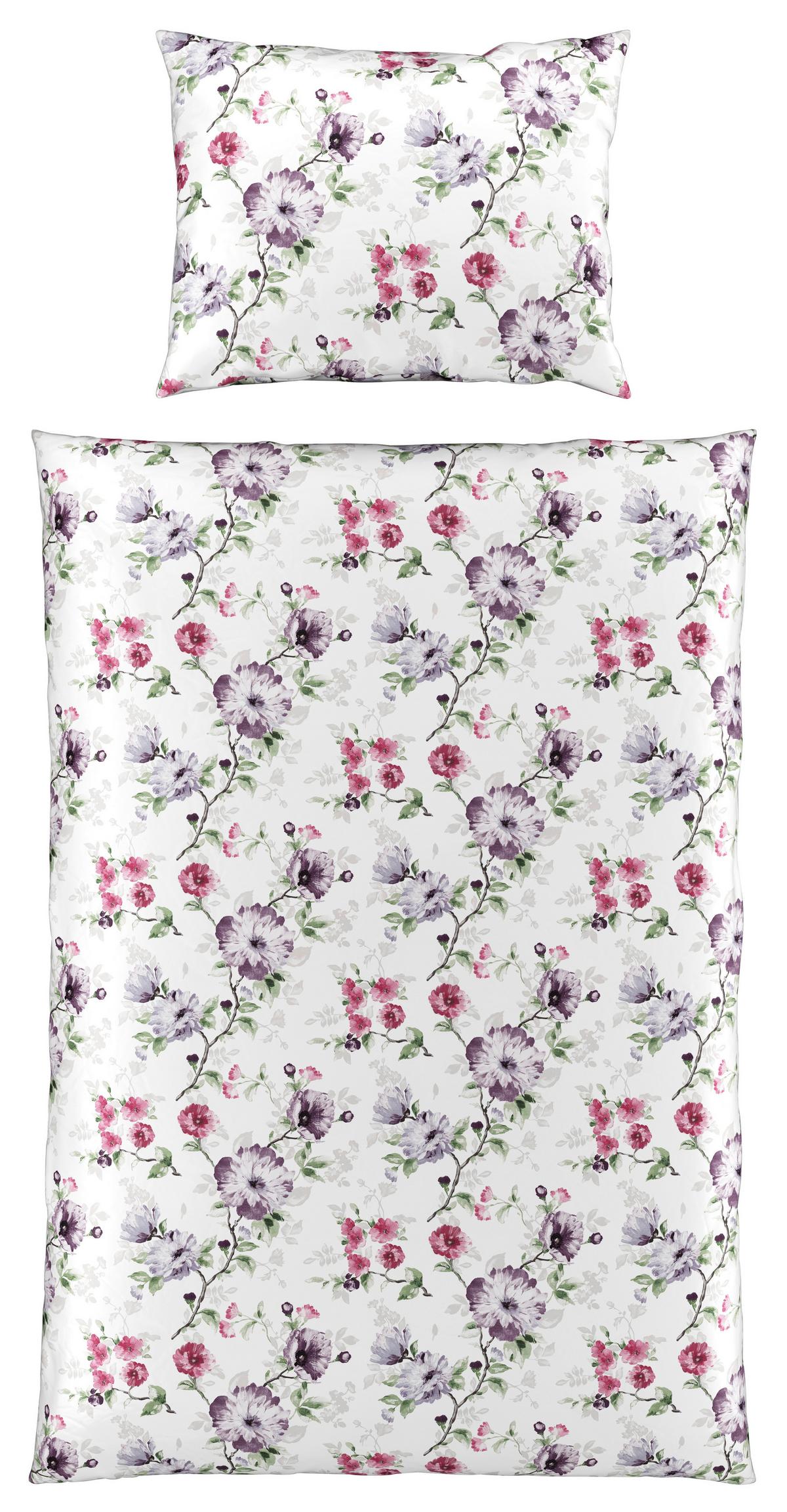 Bio-Sophia Design Grün/Lila/Weiß ca. 140x200cm - Lila/Weiß, Natur, Textil (140/200cm) - ecoTree