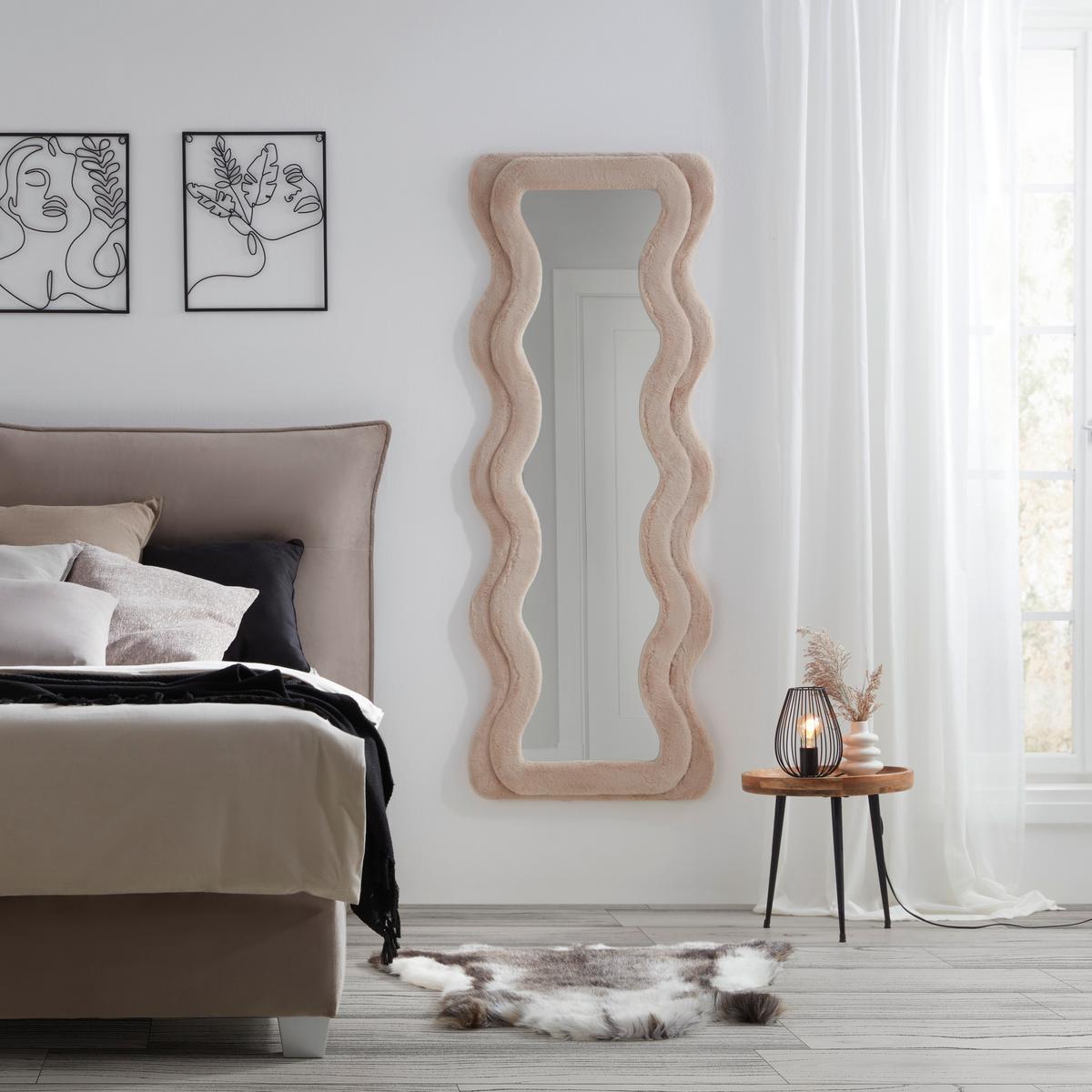 Fali Tükör Suki - taupe, Romantik / Landhaus, faalapú anyag/Üveg (60/160/4cm) - Premium Living