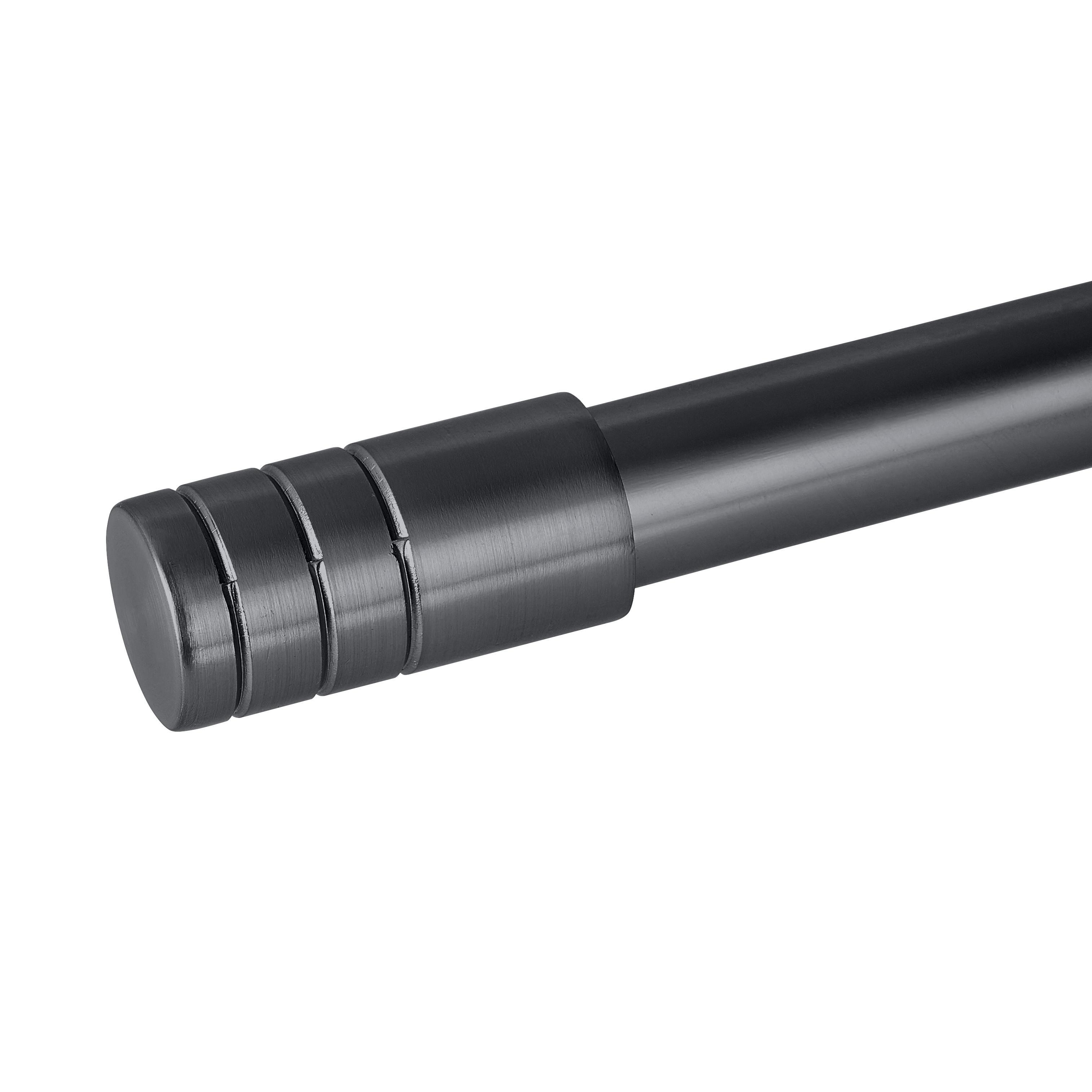 Rundstangengarnitur Rillcube in Dunkelgrau ca. 210cm - Dunkelgrau, Metall (210-400cm) - Premium Living