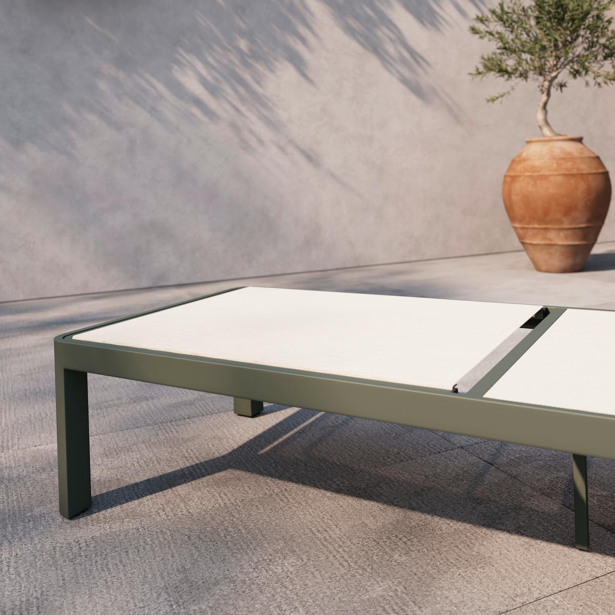 Vrtni Ležalnik New York, Zelena, Bež - zelena/bež, Moderno, kovina/tekstil (198/33/65cm) - Mömax