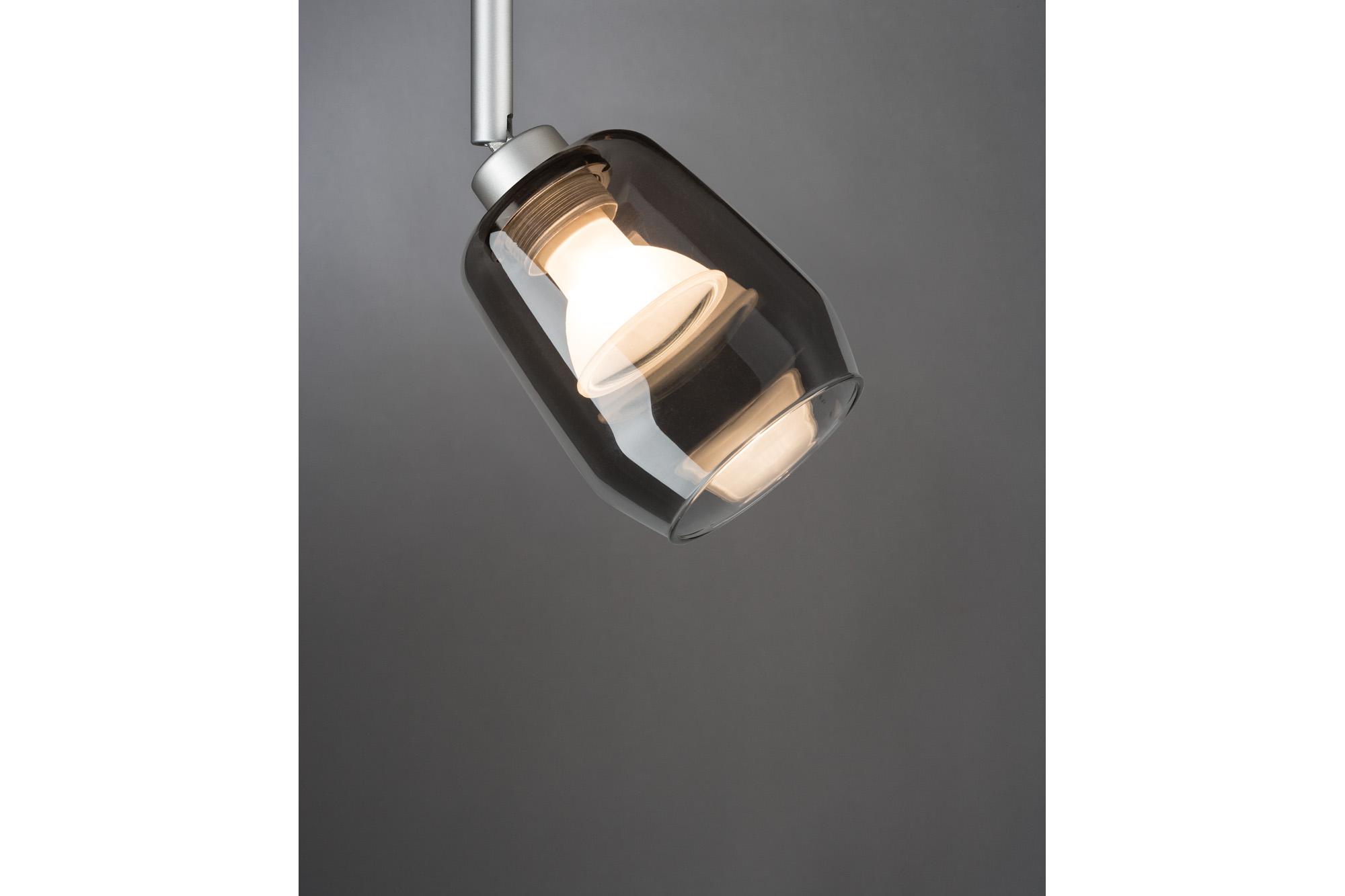 Schienensystem-Leuchtenschirm Vento in Grau Ø ca. 8cm - Grau, Design, Glas (8/9,5cm) - Paulmann