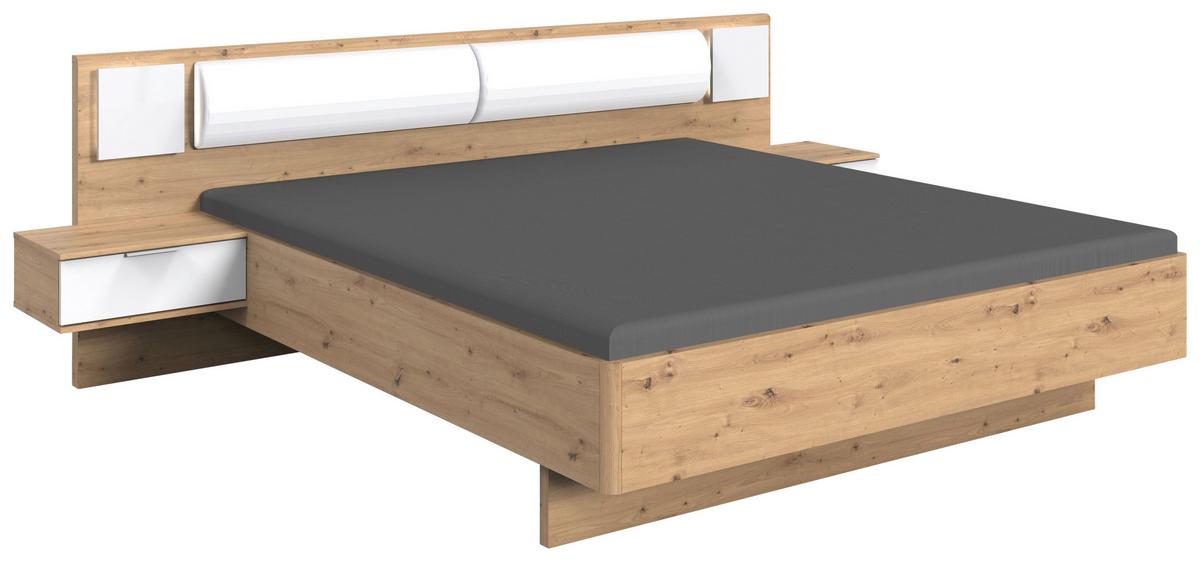 Futonska Postelja Valencia, Barva Hrasta, Bela - bela/hrast artisan, Moderno, leseni material/tekstil (210/92/289cm) - Mömax