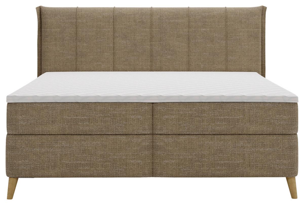Boxbett Veloria Braun ca. 160x200cm - Beige/Schwarz, KONVENTIONELL, Textil/Metall (160/200cm) - Based