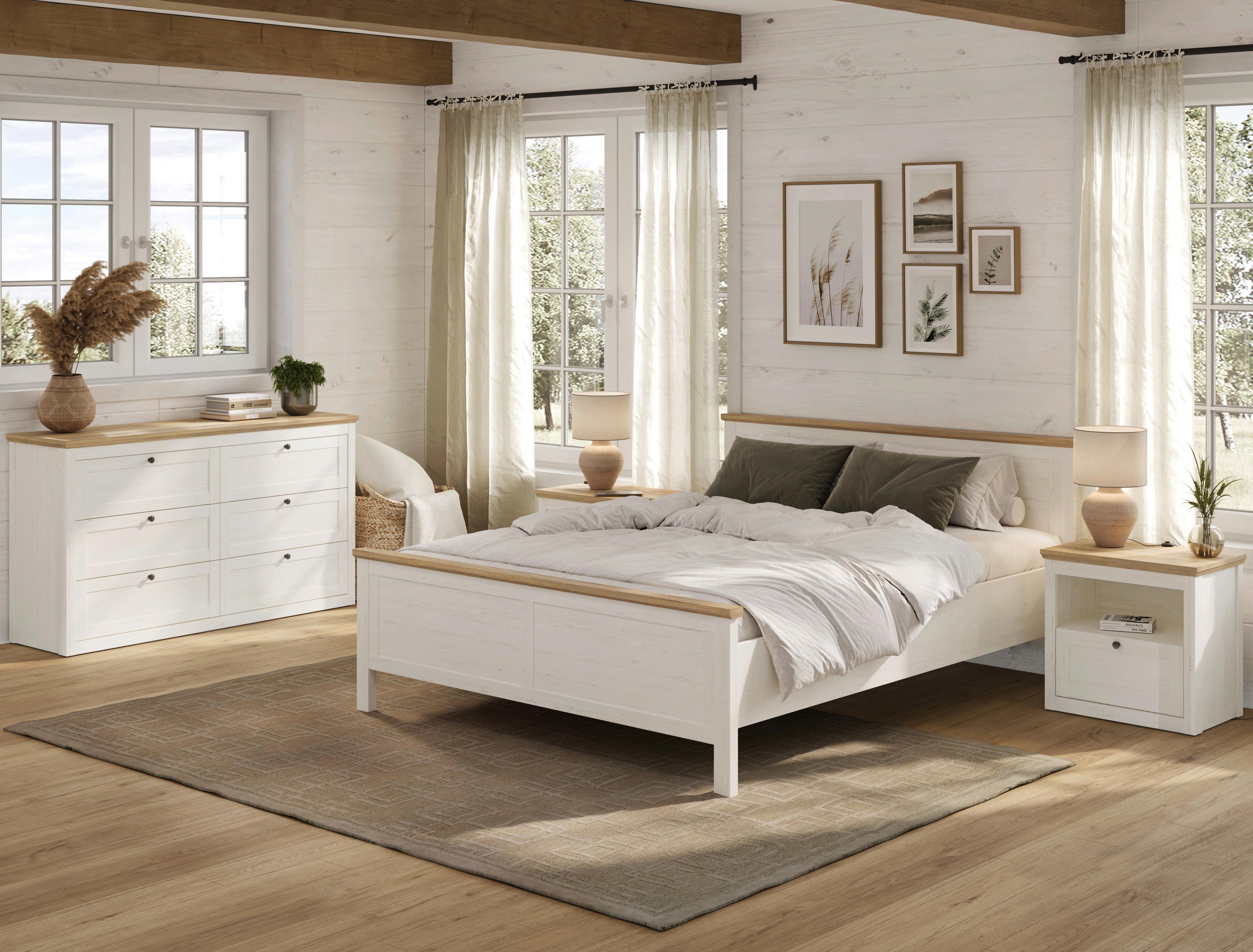 SÄNG KORSIKA -EXKLUSIV- - ekfärgad/pinjefärg, Romantik / Lanthus, trämaterial (180/200cm) - Mömax