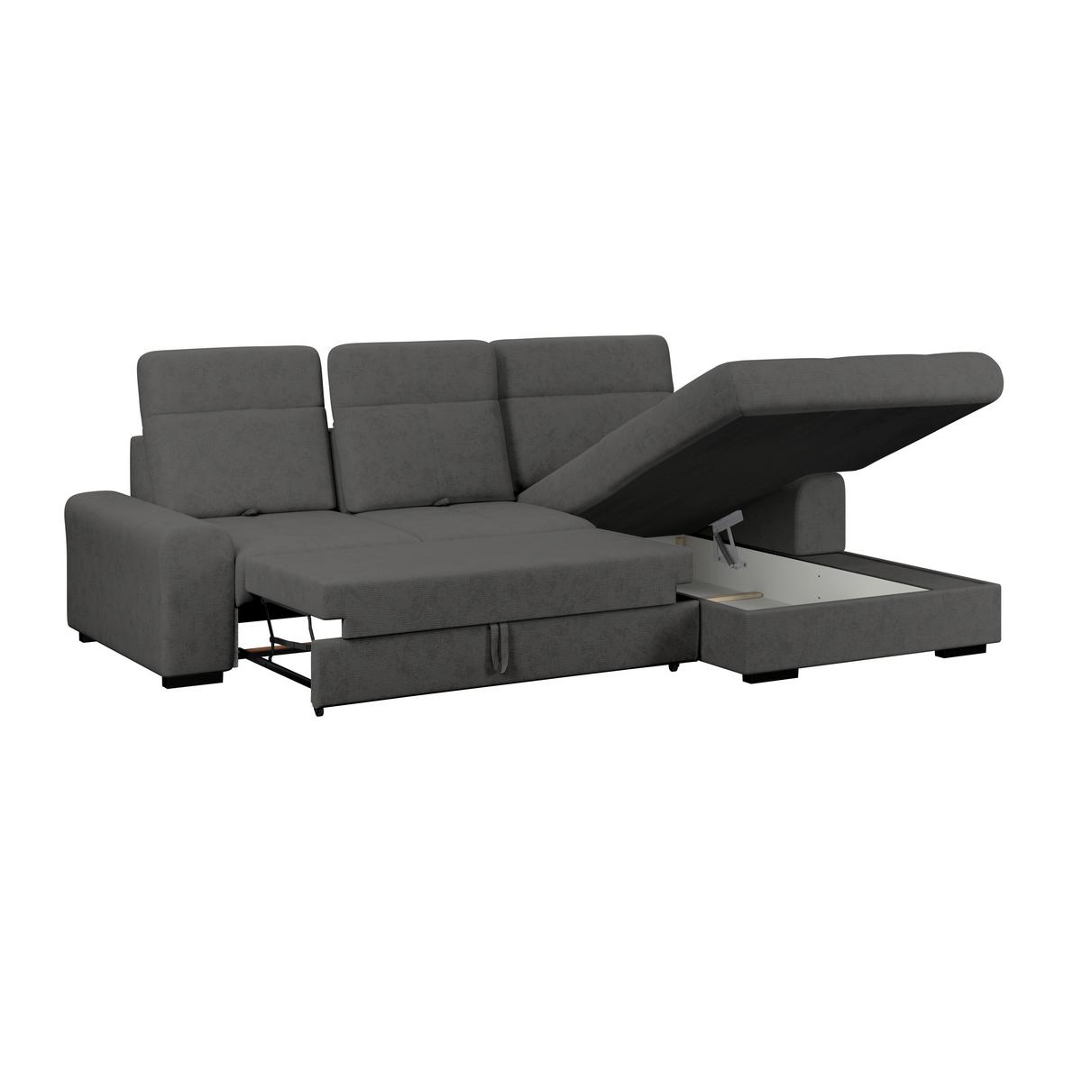 Kutna Garnitura Malaga - boje grafita/crna, Konvencionalno, tekstil/drvo (286/203cm) - Ondega