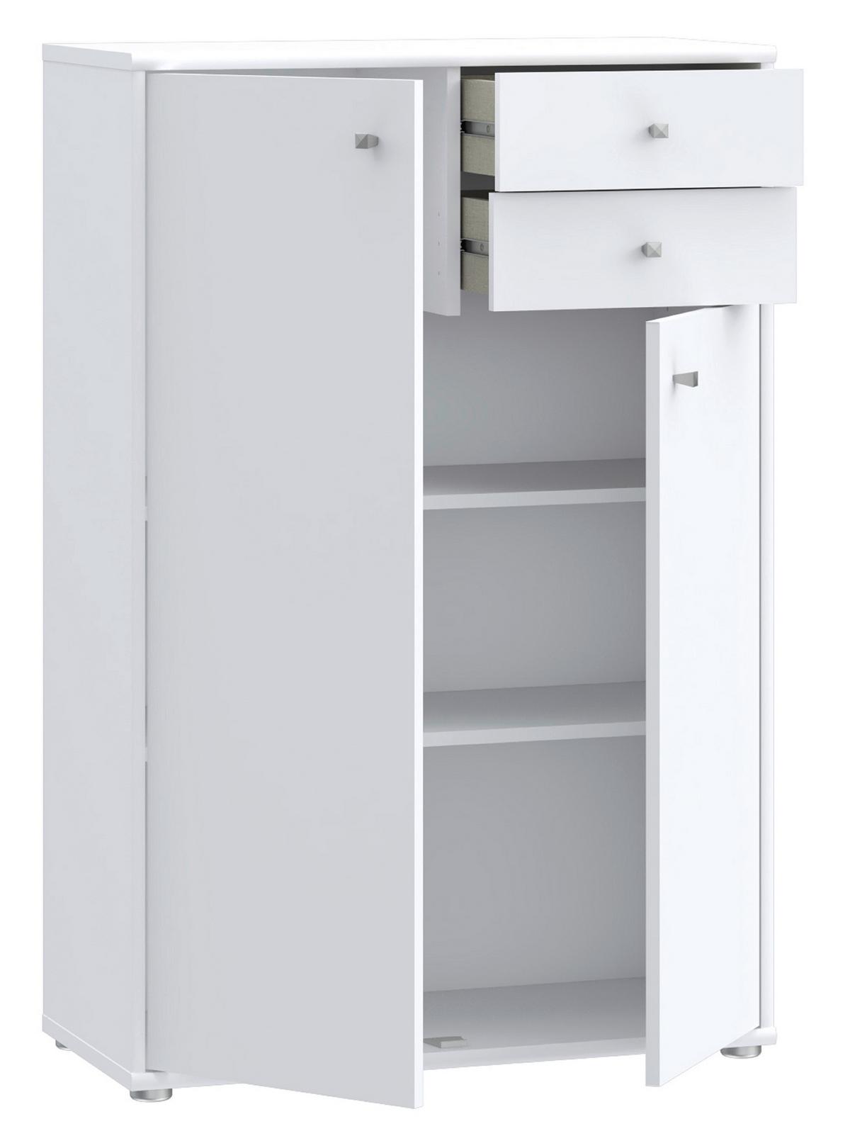Komoda Tempra 2, Bela - bela/barve aluminija, Design, leseni material (73,7/111,1/34,8cm)