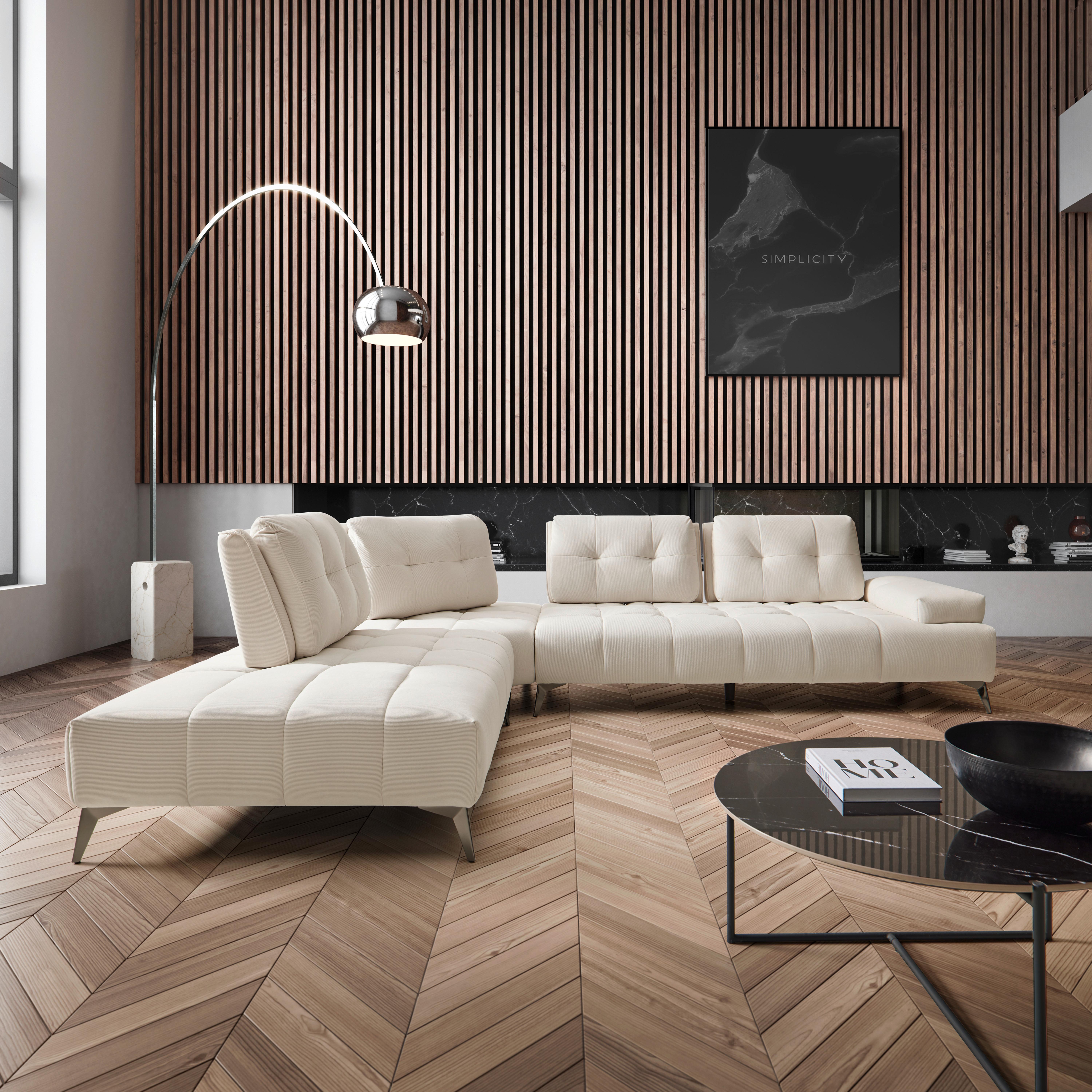 Sedežna Garnitura Estella - temno siva/krem barve, Moderno, kovina/tekstil (326/85/270cm) - Bessagi Home