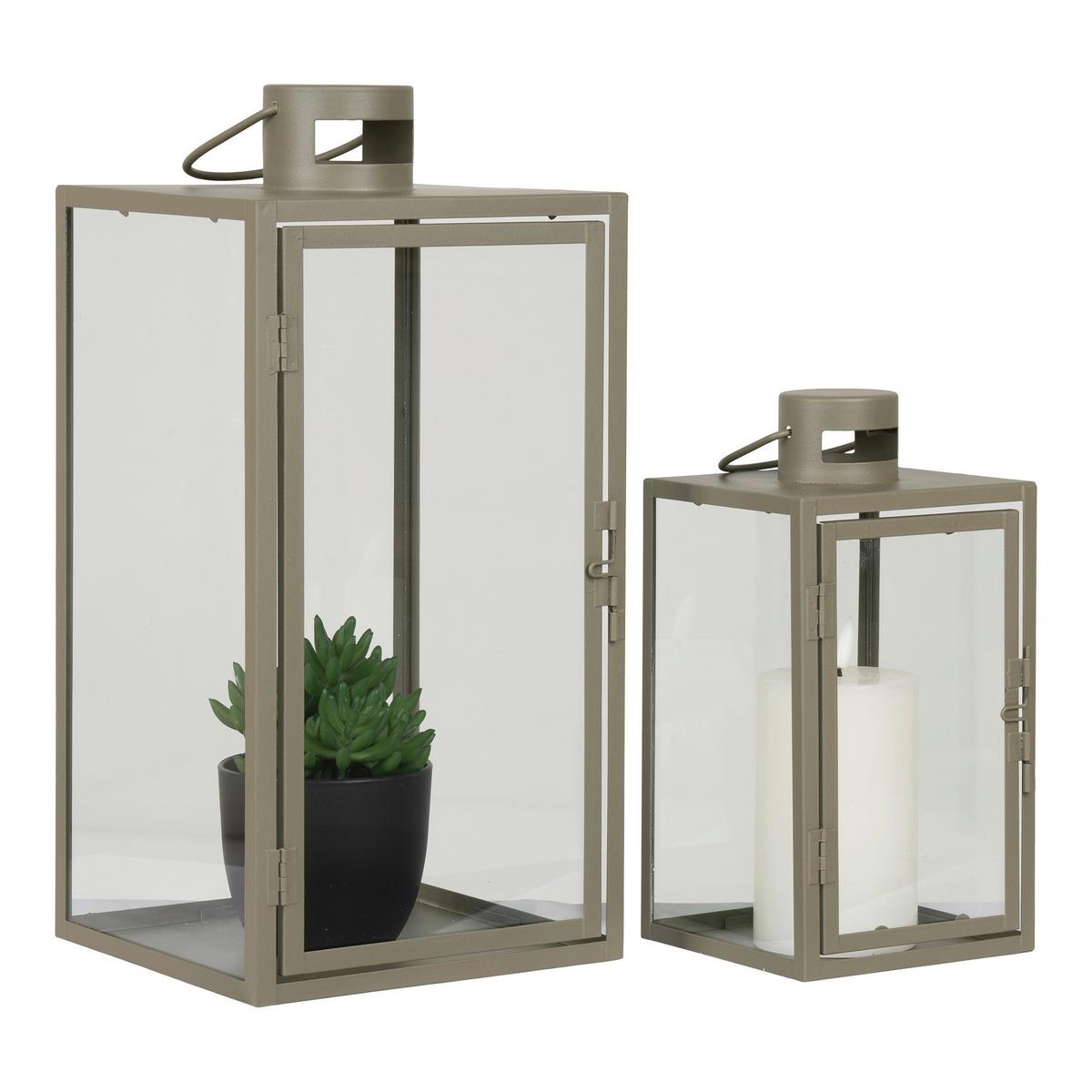 Laternenset Corfu Grün, 2er Set - Grün, Design, Glas/Metall