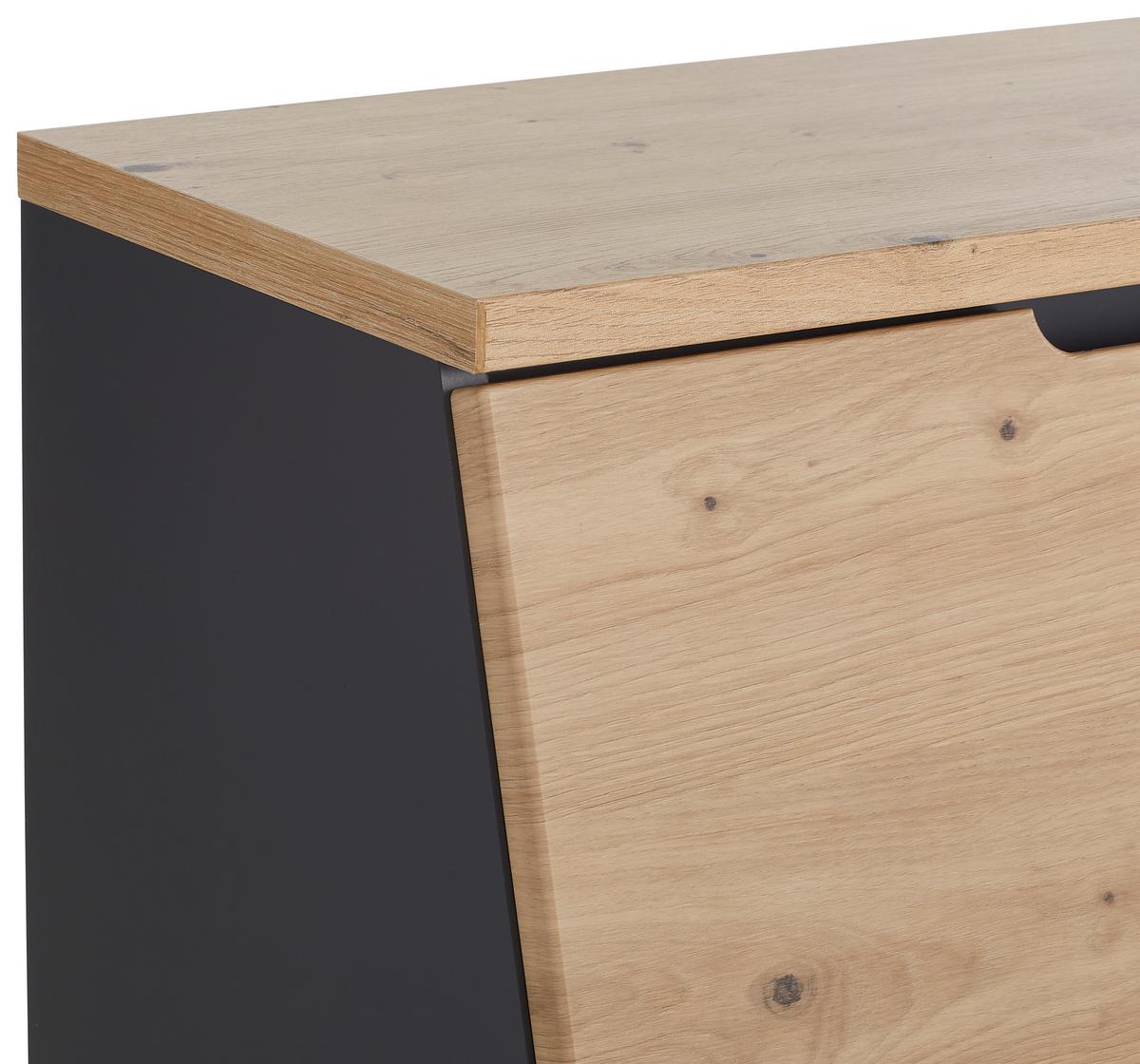 SEKRETARZYK DETROIT - czarny/kolor grafitowy, Design, materiał drewnopochodny/tworzywo sztuczne (100/124/41cm) - Voleo