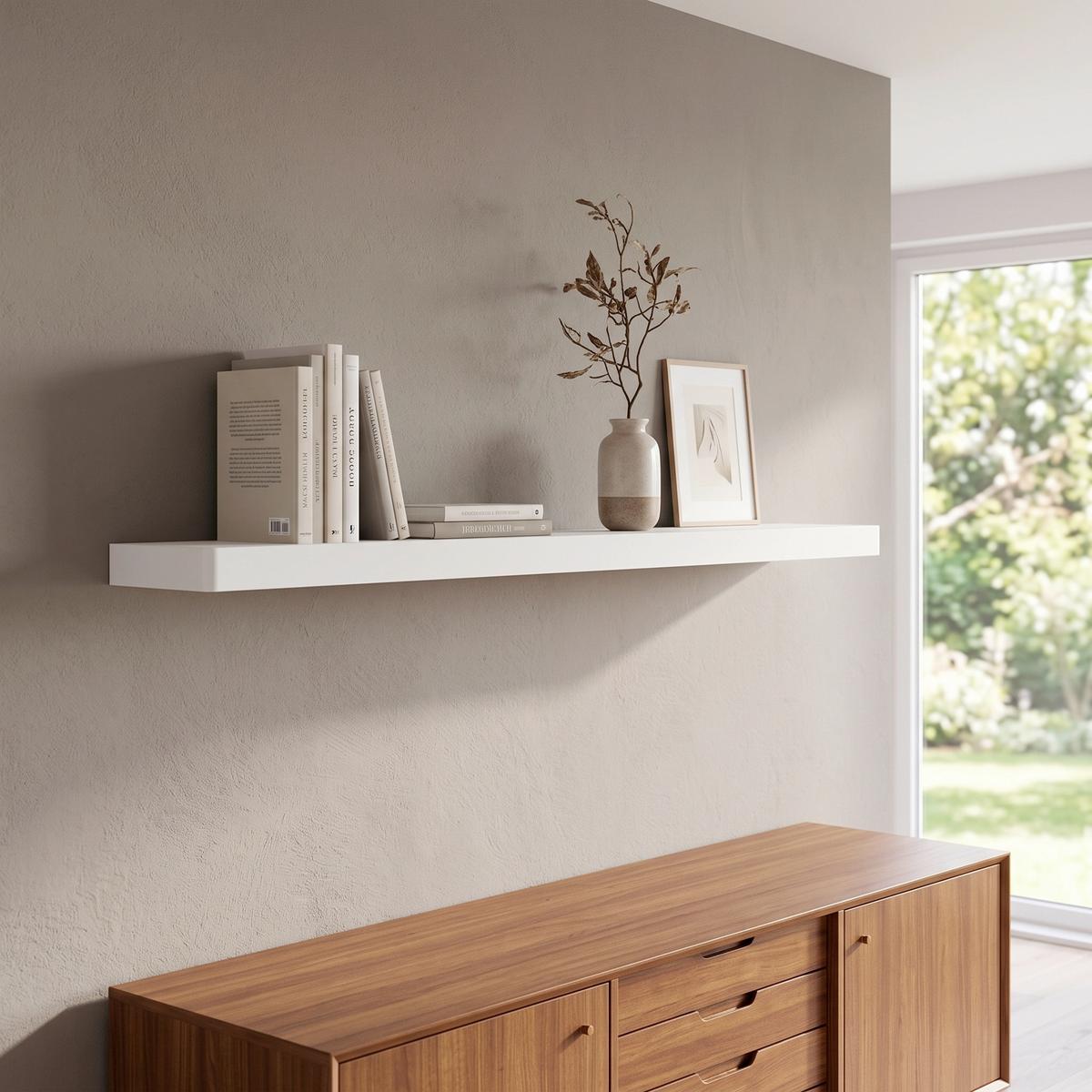 Zidna Polica Turino Neo - bela, Trendi, pločasti materijal (150/6/25cm) - Modern Living