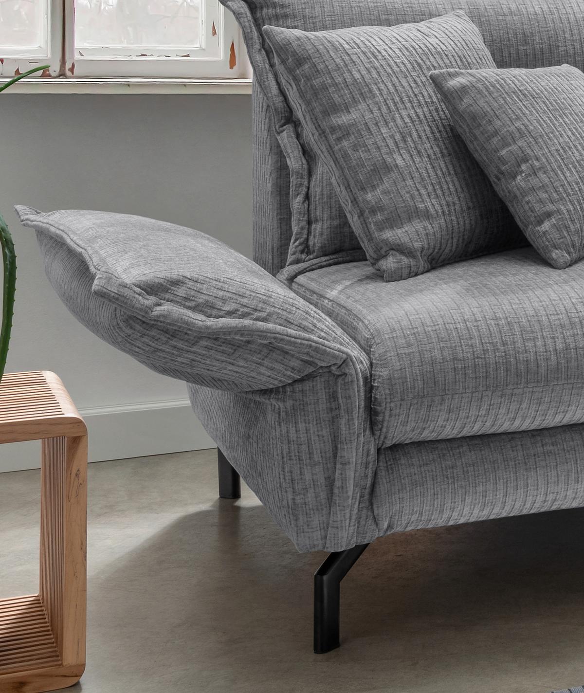 Ecksofa Lava ca. 255x180 cm Grau - Schwarz/Grau, Design, Textil/Metall (255/180cm) - Livetastic