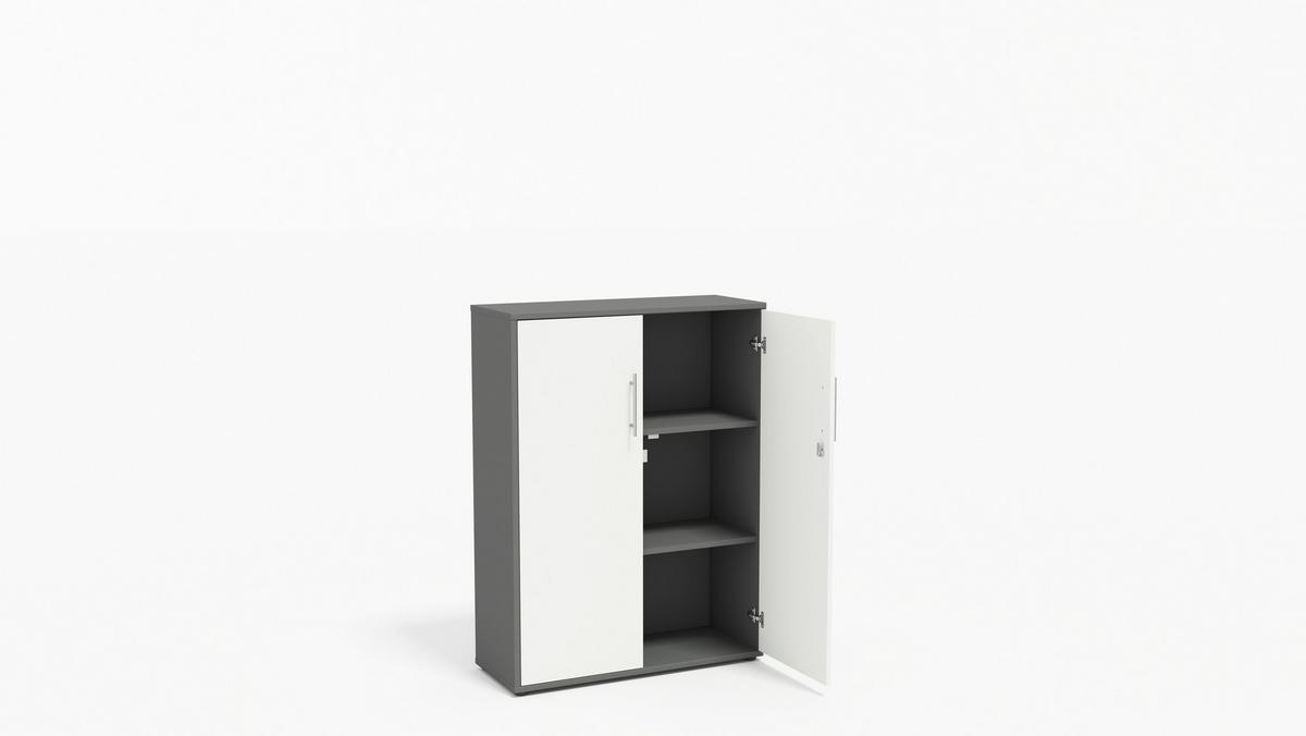 AKTENSCHRANK OFFICE EDITION - SW SET 4 - Anthrazit/Weiß, MODERN, Holzwerkstoff (128,5/185,6/33cm) - MID.YOU