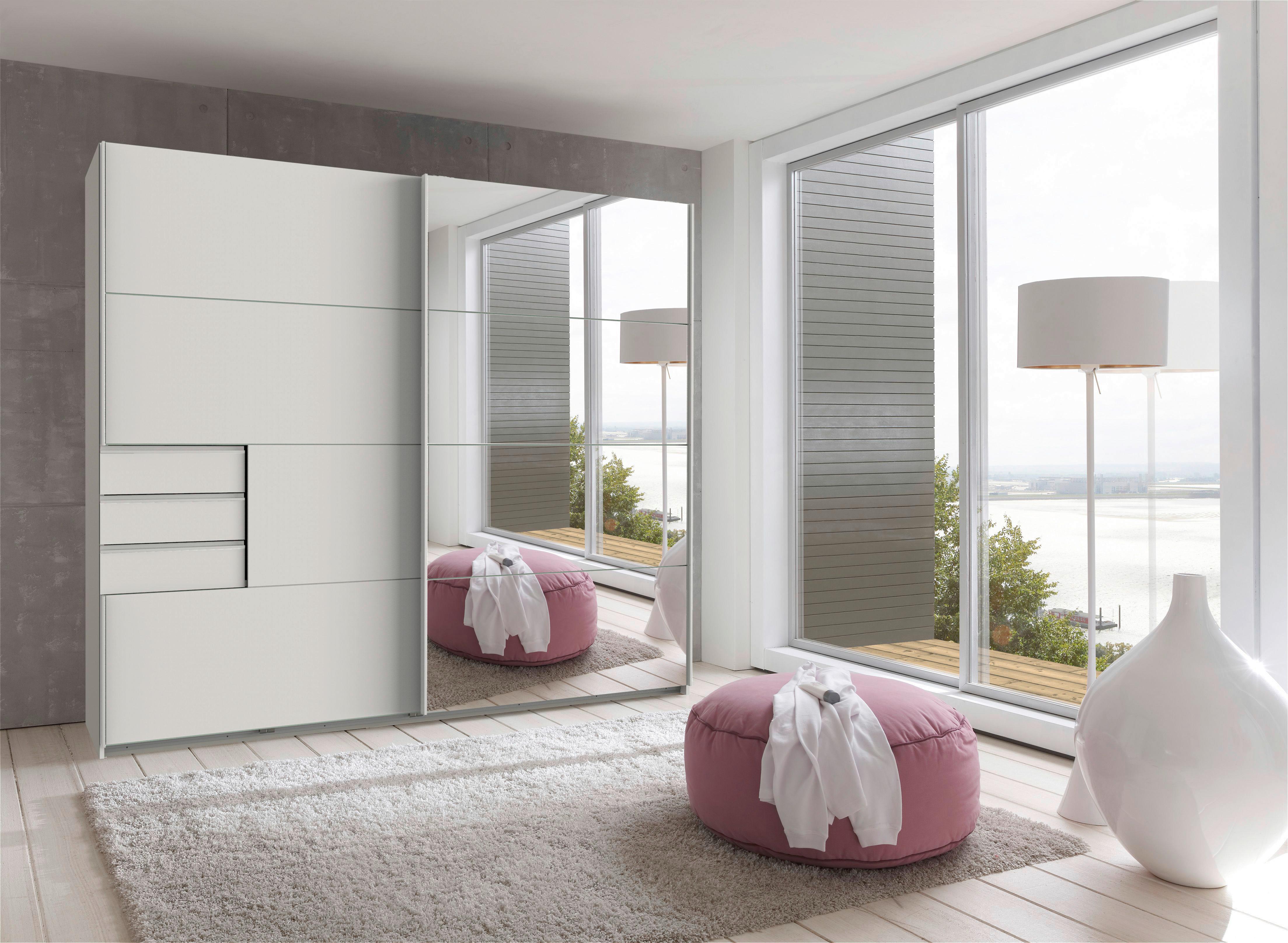 Schwebetürenschrank Saigon ca. 225x210 cm Weiß - Klar/Weiß, KONVENTIONELL, Holzwerkstoff/Metall (225/210/64cm) - MID.YOU