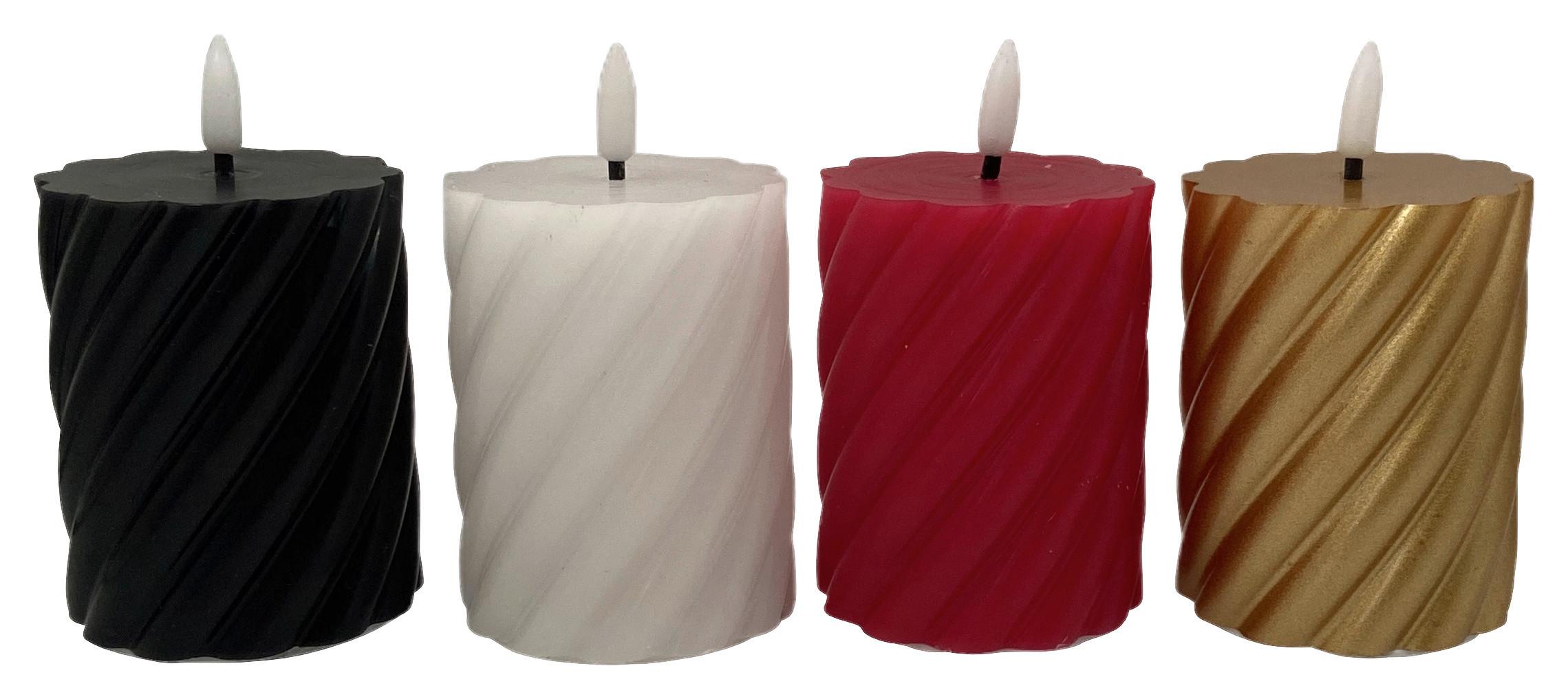 LED-Kerze Twist in diversen Farben - Rot/Goldfarben, KONVENTIONELL, Naturmaterialien/Kunststoff (7/9cm) - Modern Living