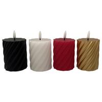 LED-Kerze Twist in diversen Farben - Rot/Goldfarben, KONVENTIONELL, Naturmaterialien/Kunststoff (7/9cm) - Modern Living