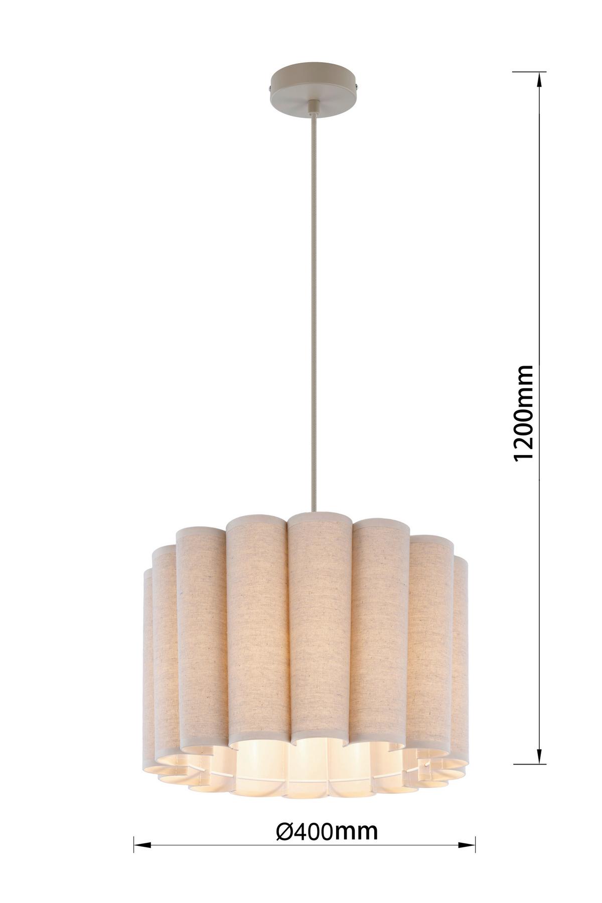 Hängeleuchte Sejla Beige max. 25 Watt - Beige, MODERN, Textil/Metall (40/40/120cm) - Mömax