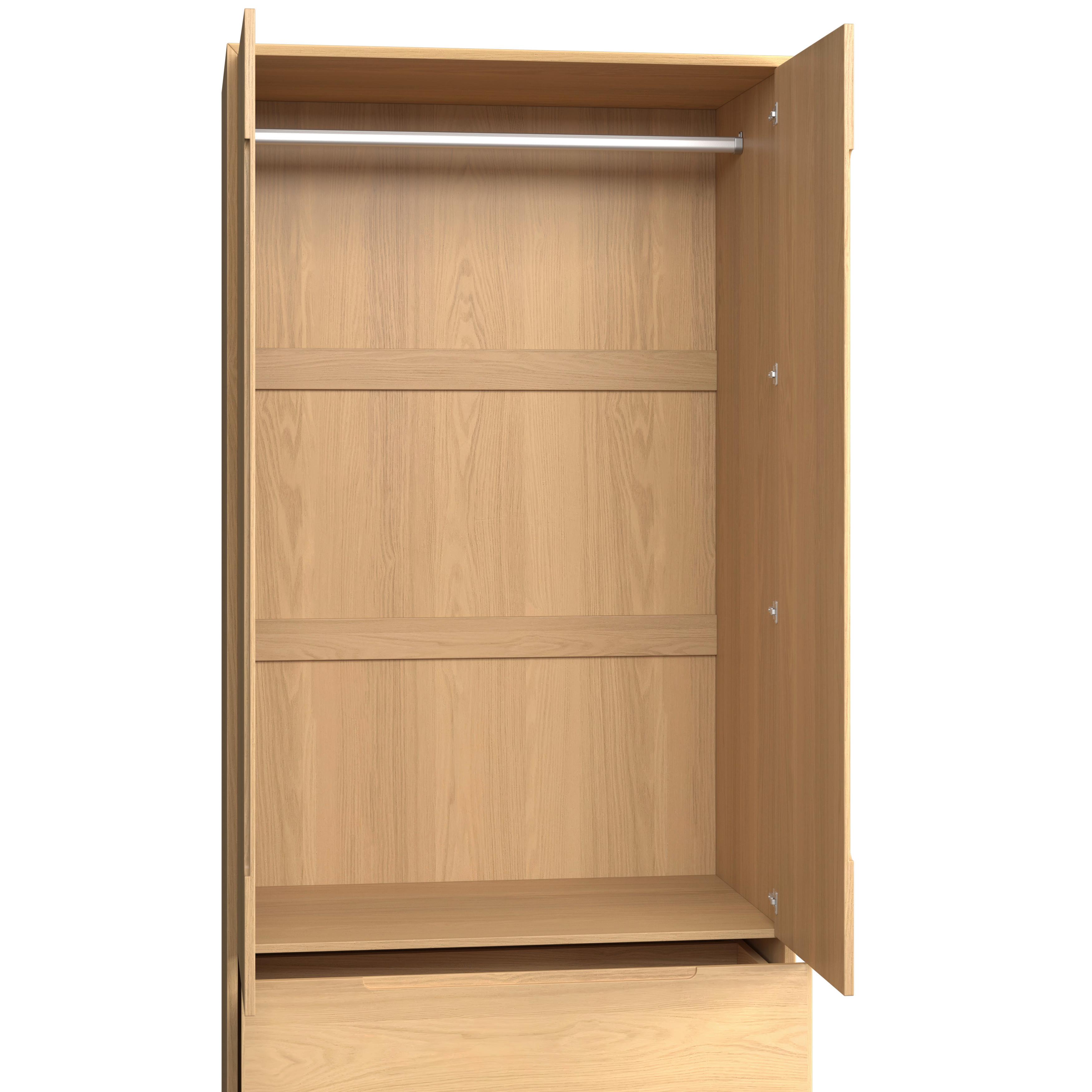 GARDEROB MARLO - ekfärgad, Modern, trämaterial/trä (100/223/60cm) - Bessagi Home