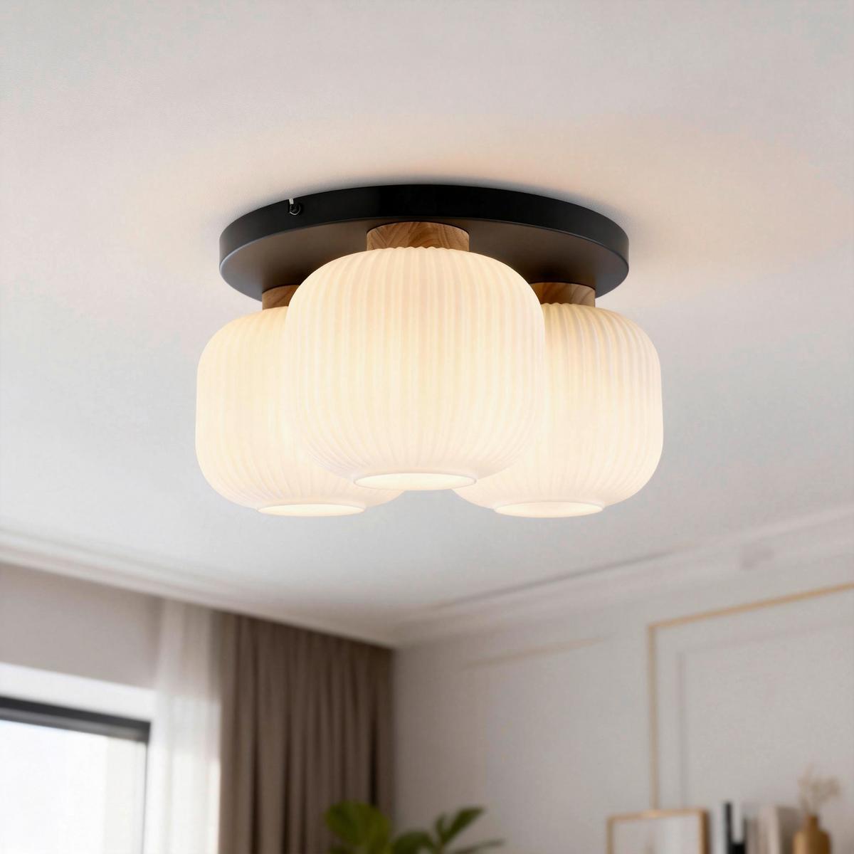 LAMPA SUFITOWA ANNA - biały, Trend, metal/drewno (45.5/22cm) - Collet's Monde