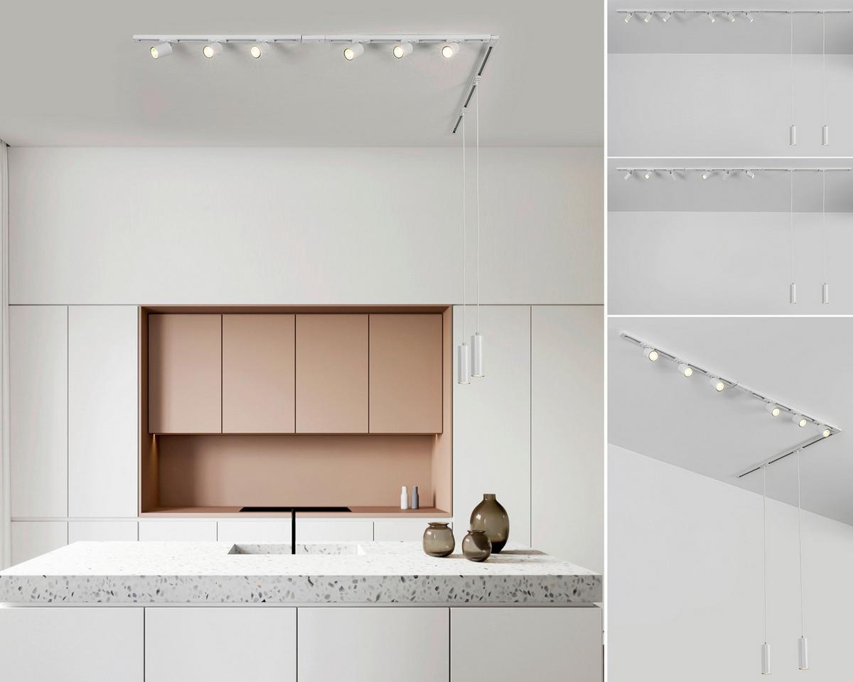 SYSTEM SZYNOWY BINE - biały/kolor chromowy, Trend, tworzywo sztuczne/metal (262cm) - Novel