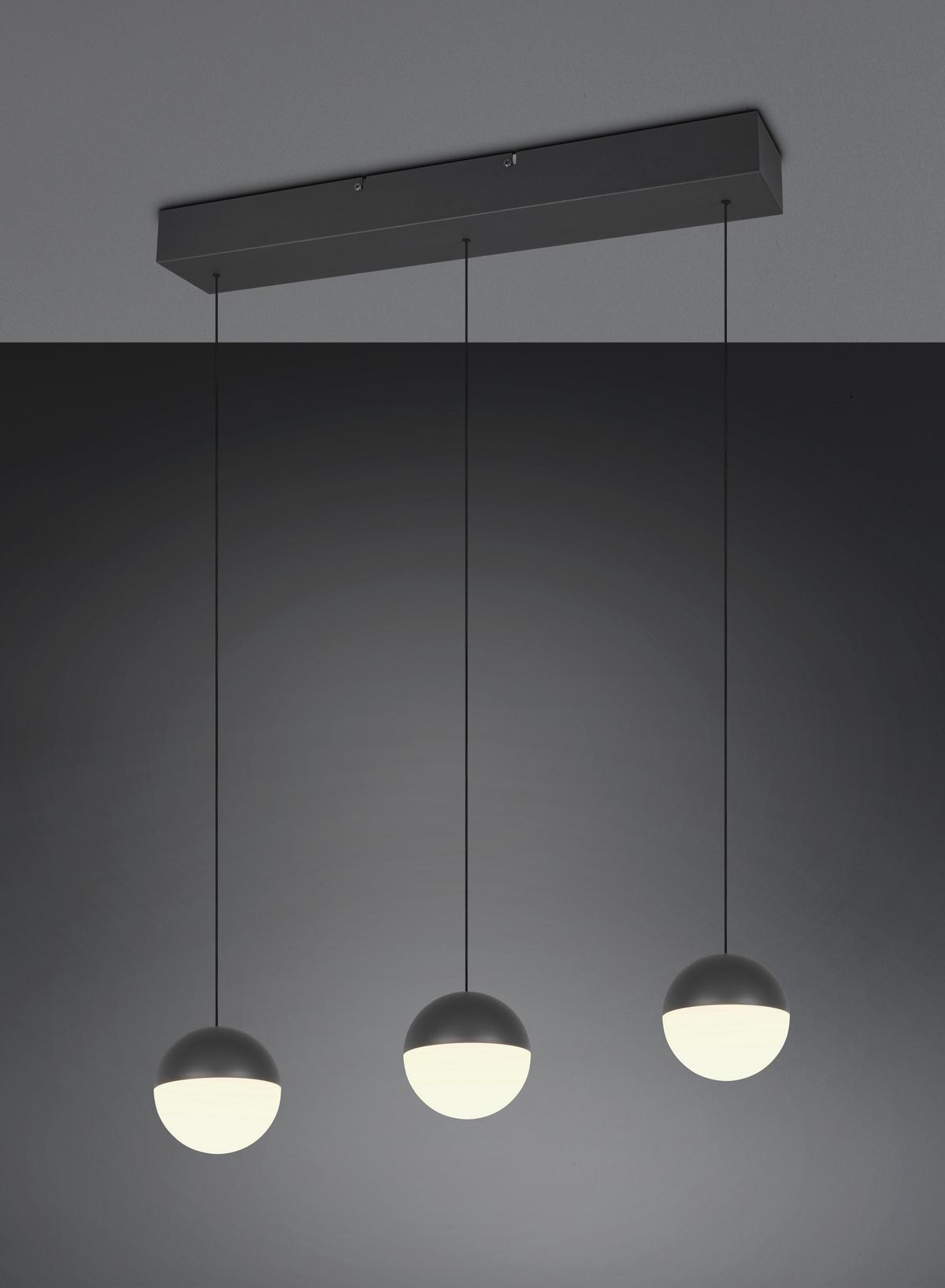 Led Függőlámpa Sestine 3 Égős - fekete, Modern, műanyag/fém (60/9/150cm) - Mömax