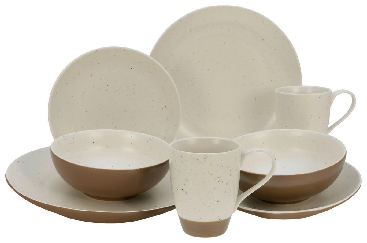 Kombiservice Sand Dunes aus Keramik, 16-teilig - Terracotta/Weiß, Trend, Keramik (34/32/33cm) - Creatable