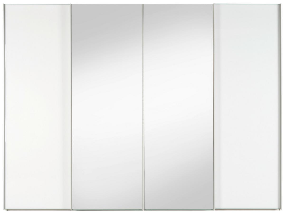Schwebetürenschrank Sonate Rom in Weiß ca. 298x222x68cm - Alufarben/Weiß, MODERN, Glas/Holzwerkstoff (298/222/68cm) - Premium Living