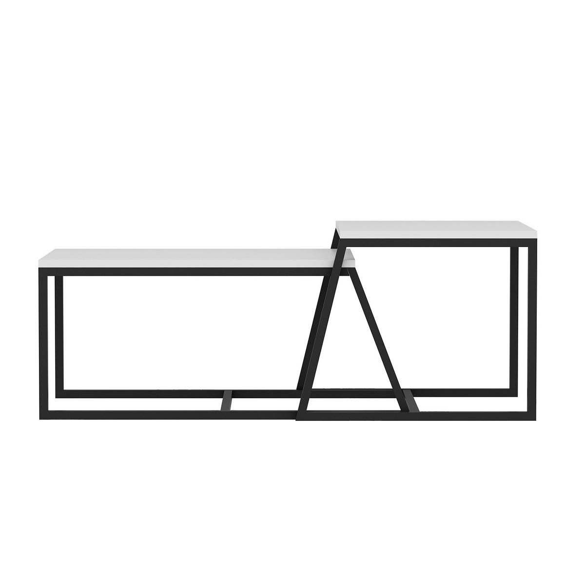 Couchtischset Minimal Couchtisch - Weiss/Schwarz, Design, Holzwerkstoff/Metall (75-55/38-45/50-47cm) - Livetastic