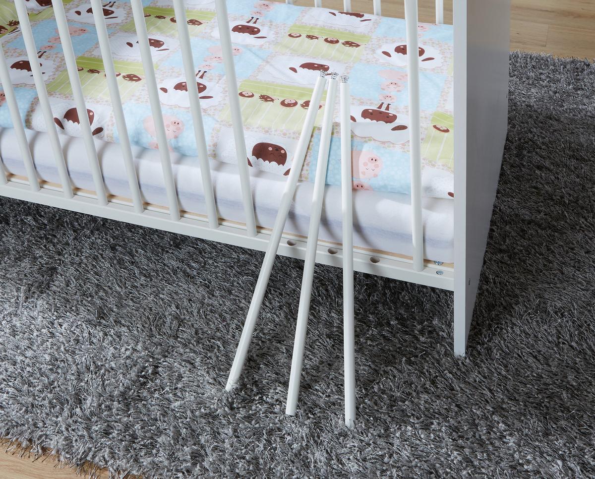 Pătuţ cu grilaj Star - alb, Konventionell, lemn/material pe bază de lemn (70/140cm)