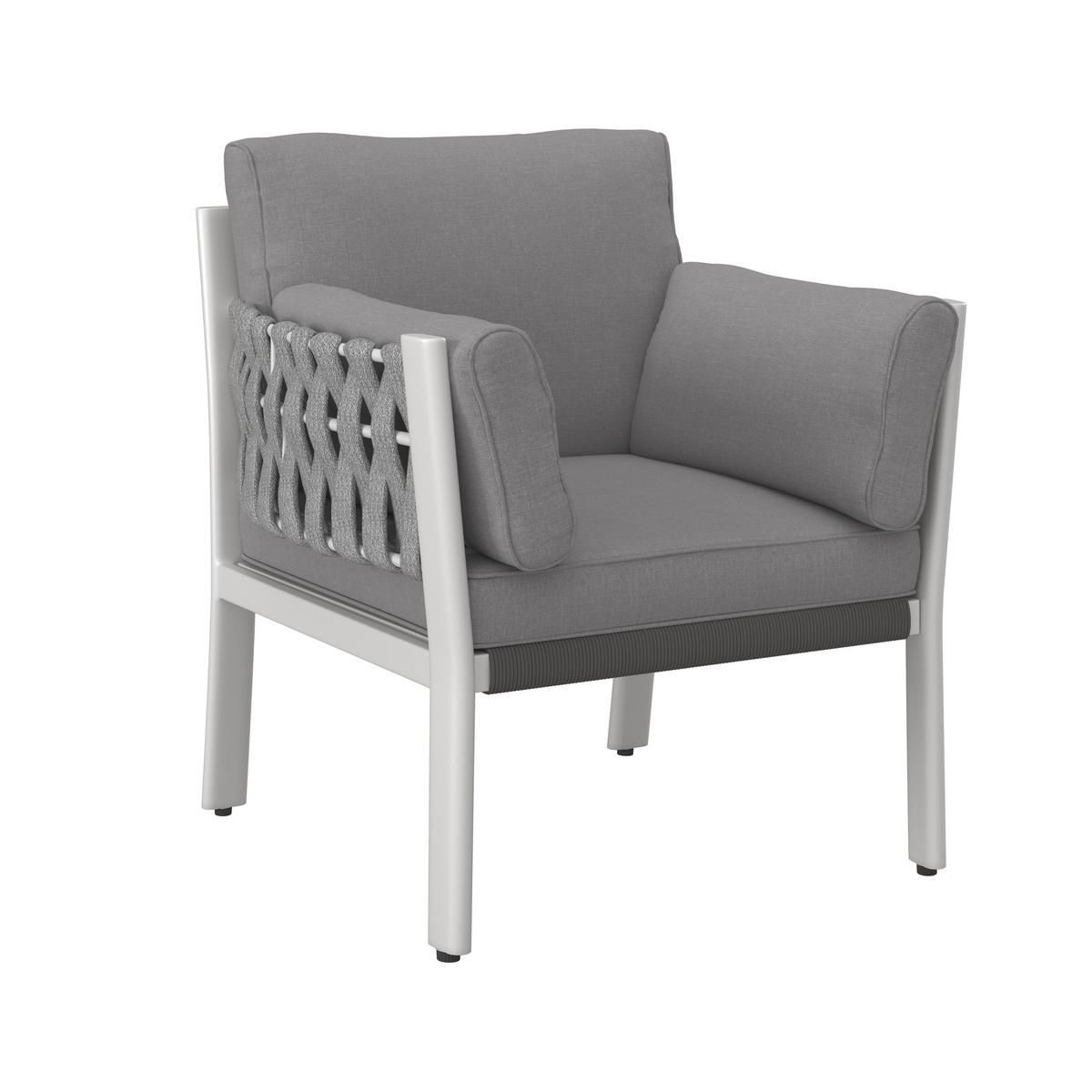 DINING-LOUNGESET ELISA - Weiss/Dunkelgrau, Modern, Kunststoff/Textil (238/74/75cm) - Bessagi Garden