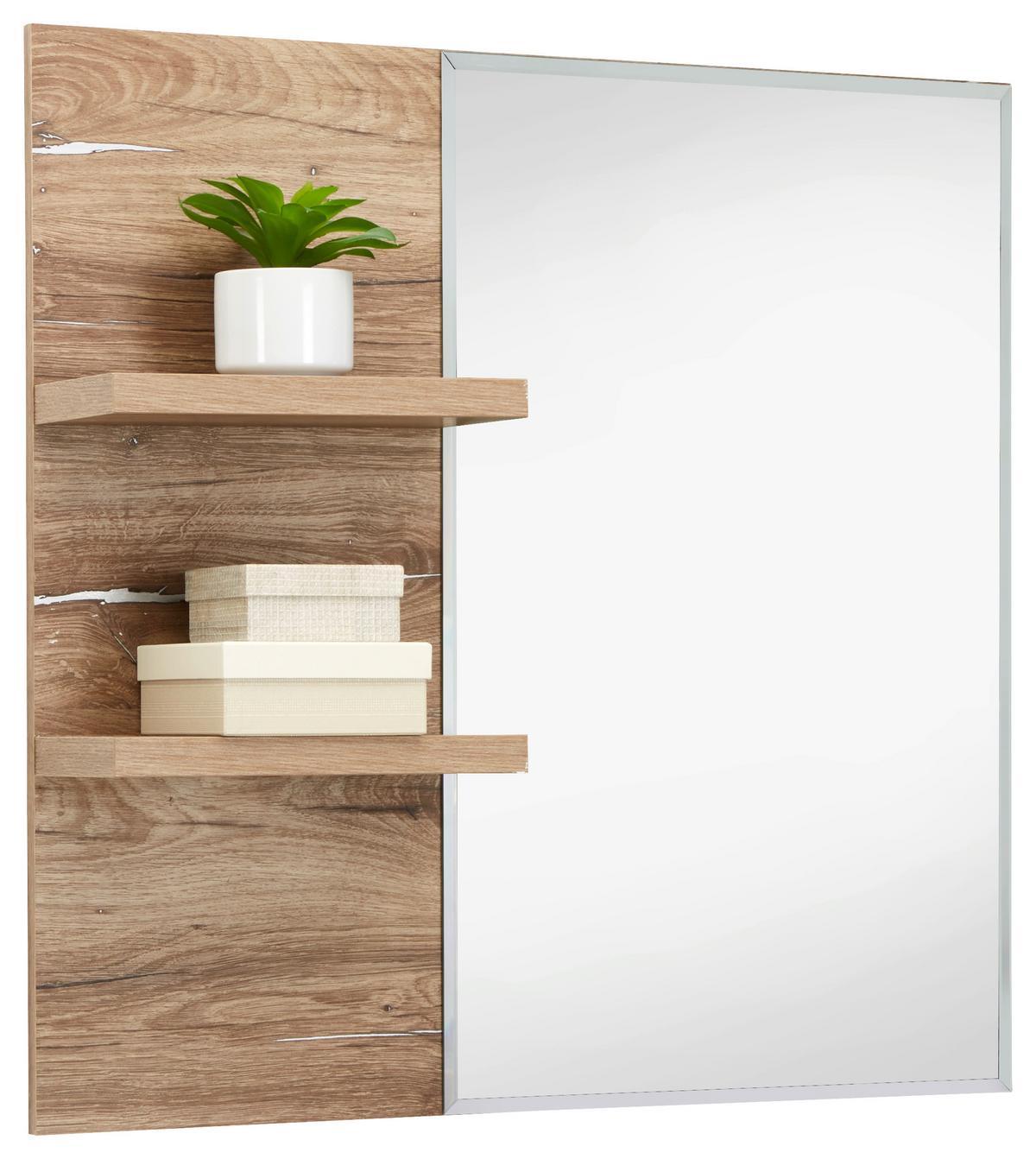 Wandspiegel in Eichefarben - Eichefarben, Modern (82/80/17cm) - Premium Living