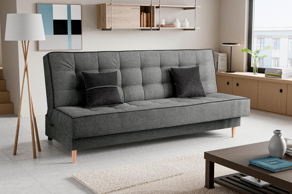 Schlafsofa Bono Grau - Hellbraun/Schwarz, Basics, Holz/Textil (199/91/91cm) - MID.YOU