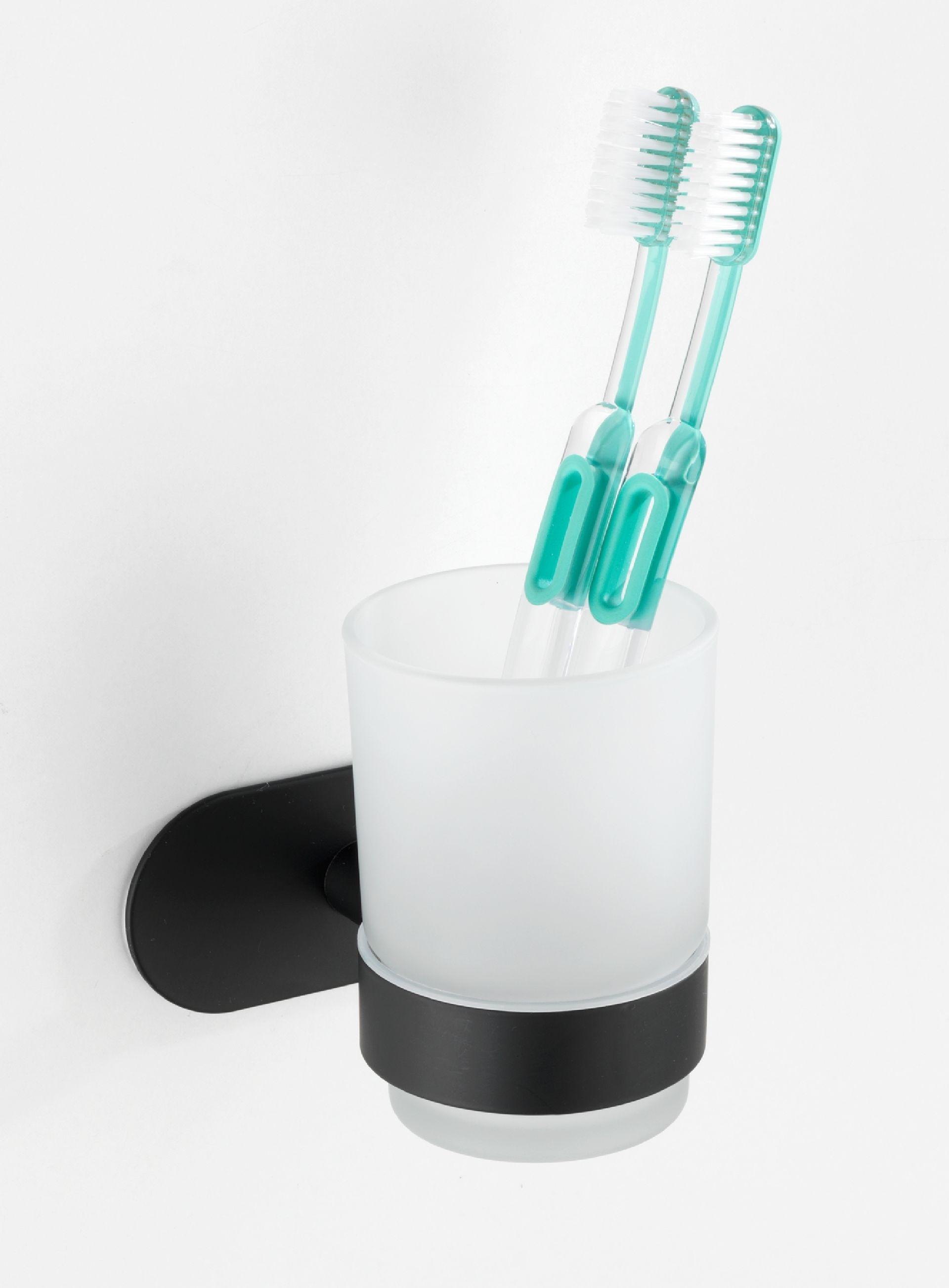 Pahar pentru periuțe de dinți Orea Black - negru, Modern, metal (10/9,5/10cm) - Wenko