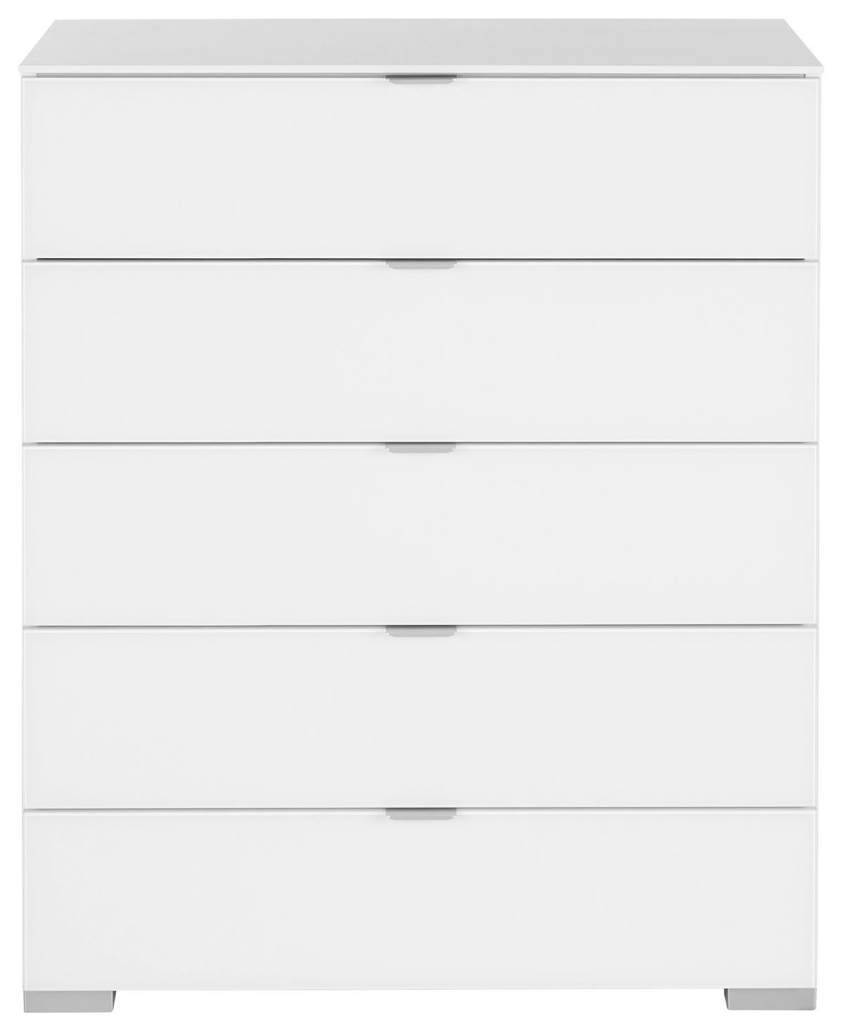 Kommode in Weiß - Alufarben/Weiß, MODERN, Glas/Holzwerkstoff (80/96/40cm) - Premium Living