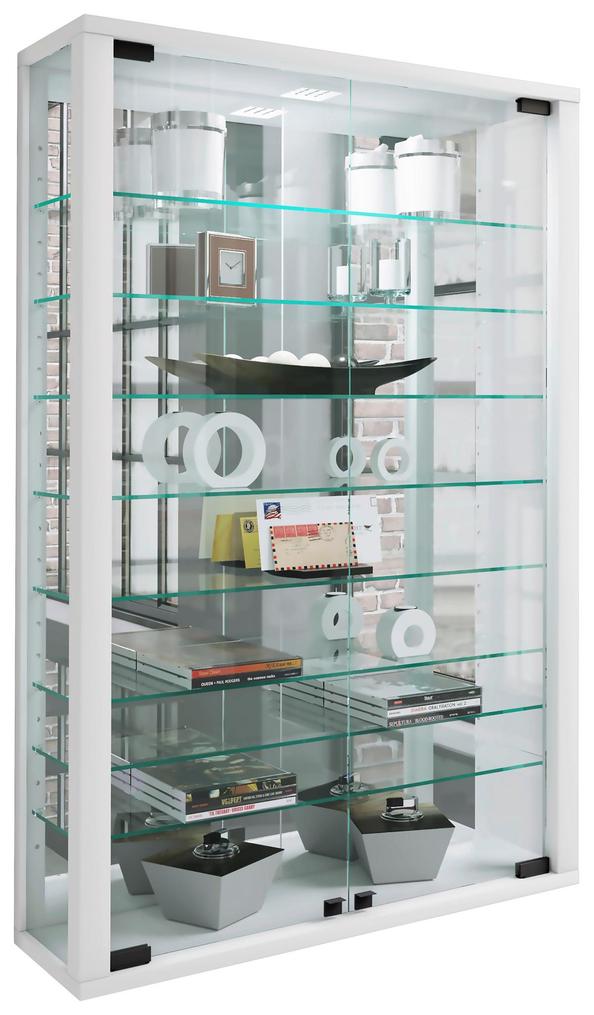 Hängevitrine Vitrosa ca. 59x91 x18 cm Weiß - Schwarz/Weiß, MODERN, Glas/Holzwerkstoff (59/91,3/18cm) - MID.YOU