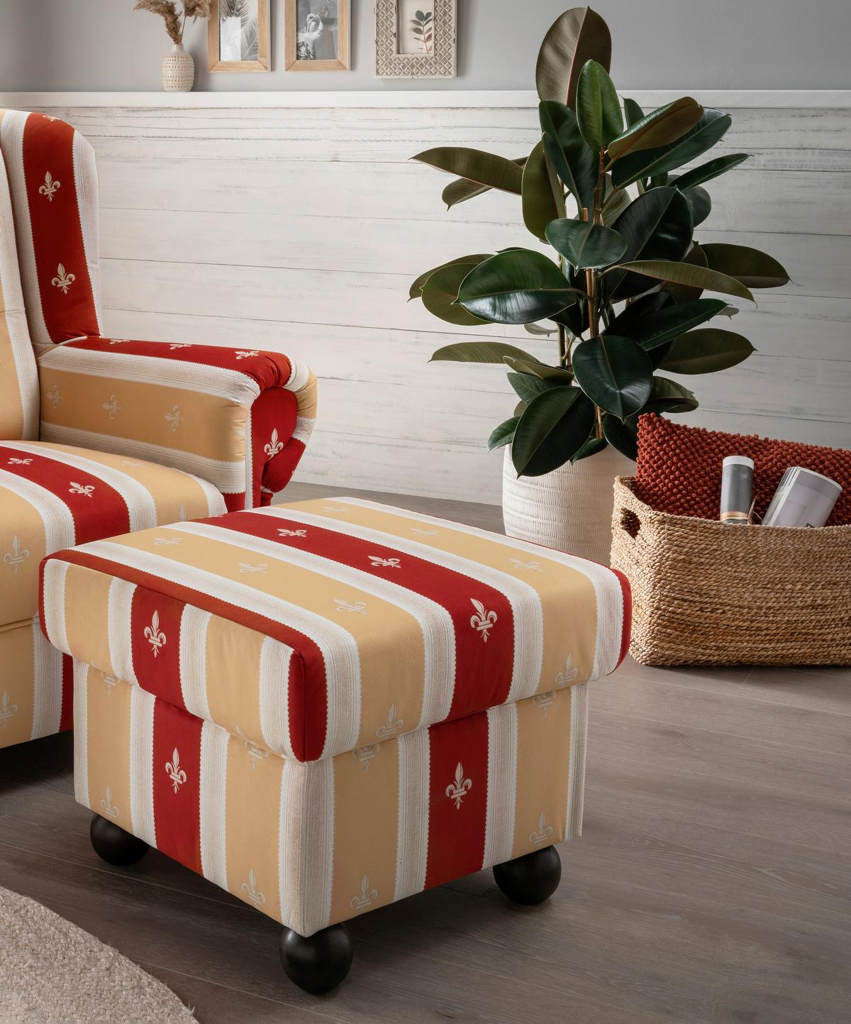 Hocker Torello Rot Mikrofaser - Wengefarben/Rot, KONVENTIONELL, Holz/Textil (56/46/56cm) - Livetastic
