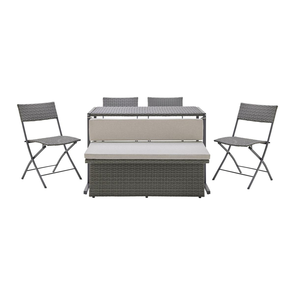 Balkonszett Mario Ii - világosszürke/szürke, Modern, műanyag/textil (120/75/105cm) - Bessagi Garden