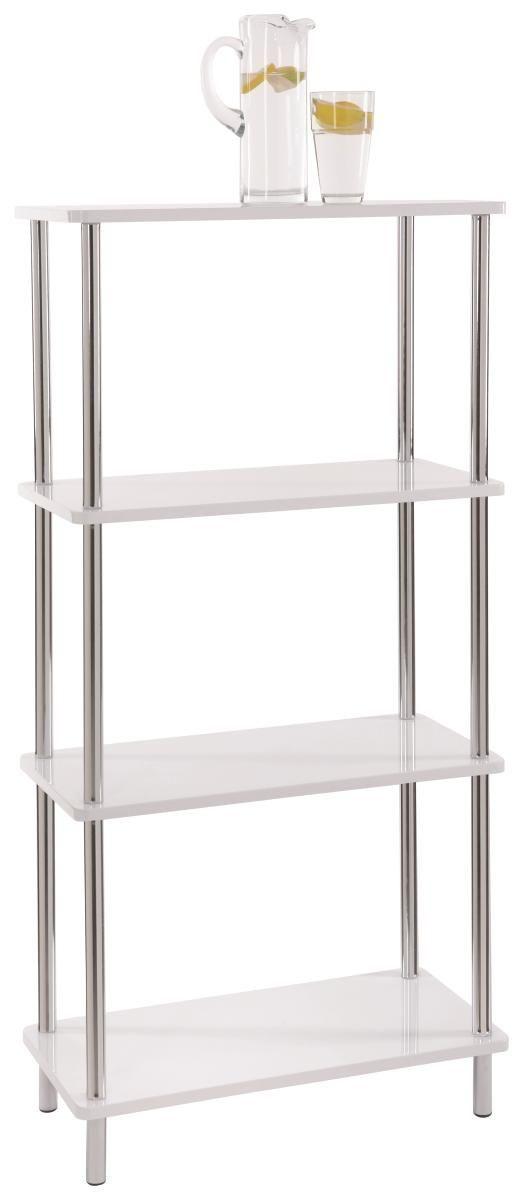 Regal Tim, Bela, Barva Kroma - barve kroma/bela, Moderno, kovina/umetna masa (60/120/30cm) - Möbelix Exklusiv
