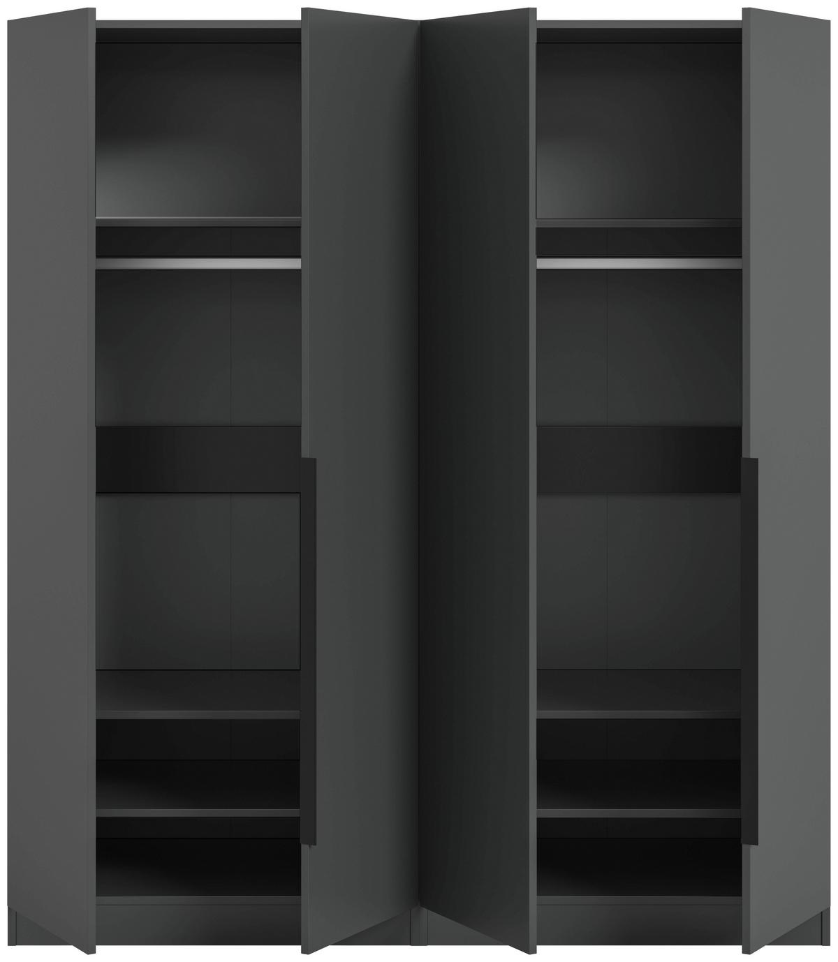 Drehtürenschrank KOPENHAGEN ca.160x181x52cm Anthrazit - Anthrazit/Schwarz, MODERN, Holzwerkstoff/Kunststoff (160/181cm) - MID.YOU