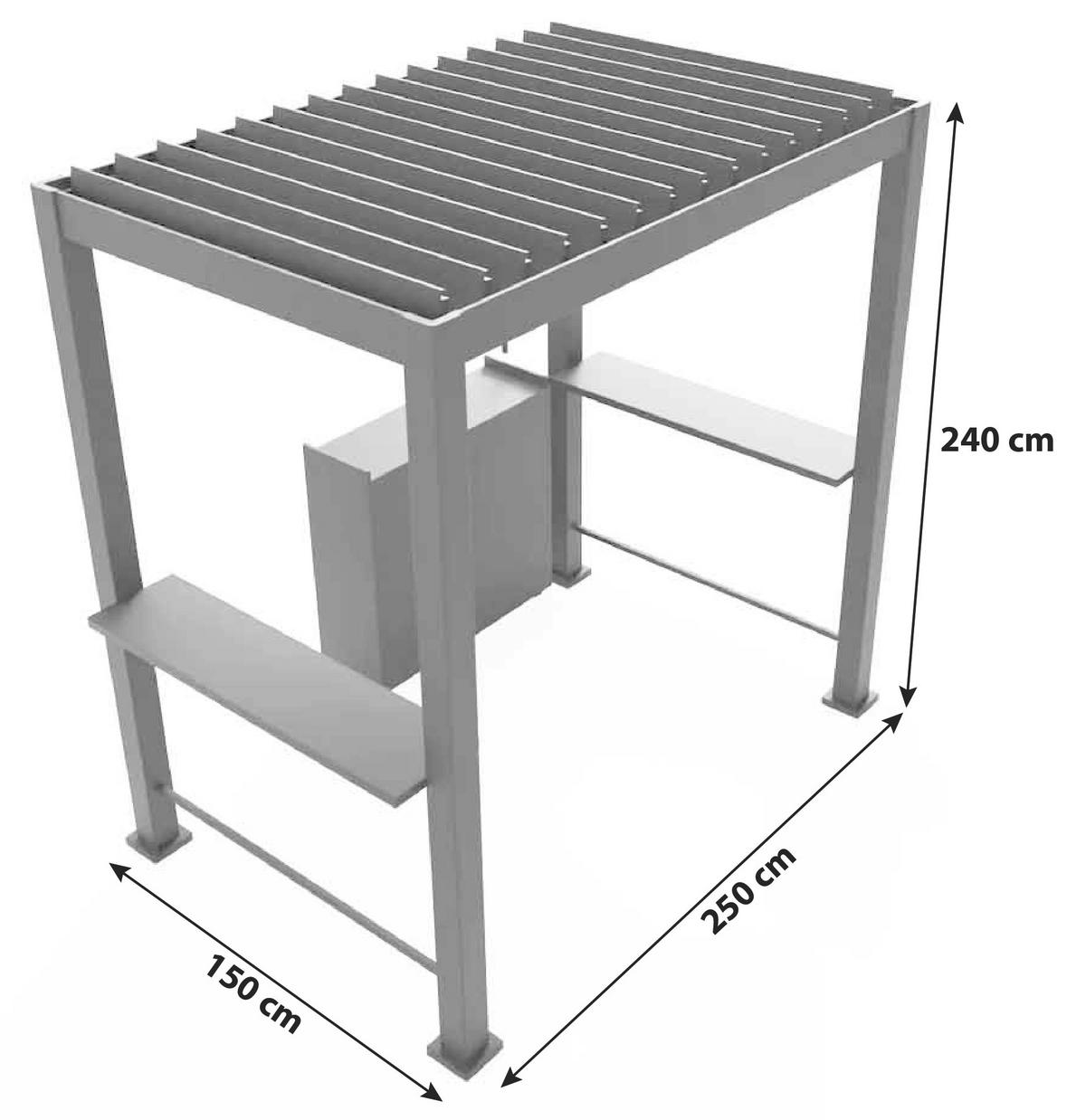 Pergola Basic BBQ ca. 150x240x250 cm Anthrazit - Anthrazit, LIFESTYLE, Metall (150/240/250cm) - Gardenson
