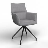 Armlehnstuhl Paolo Grau Webstoff Drehbar Gepolstert - Schwarz/Grau, MODERN, Holz/Textil (57/89/62cm) - Bessagi Home