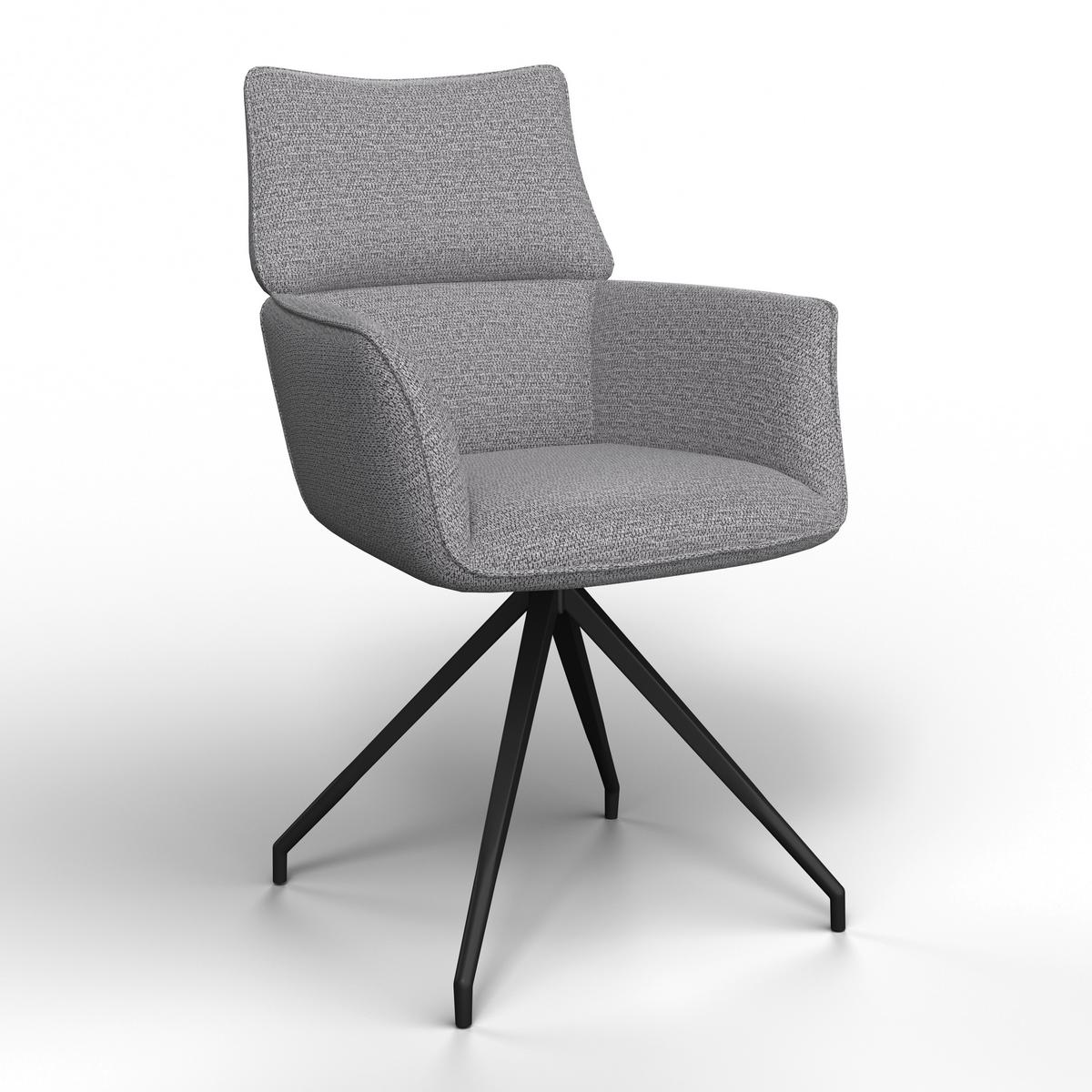 Armlehnstuhl Paolo Grau Webstoff Drehbar Gepolstert - Schwarz/Grau, MODERN, Holz/Textil (57/89/62cm) - Bessagi Home