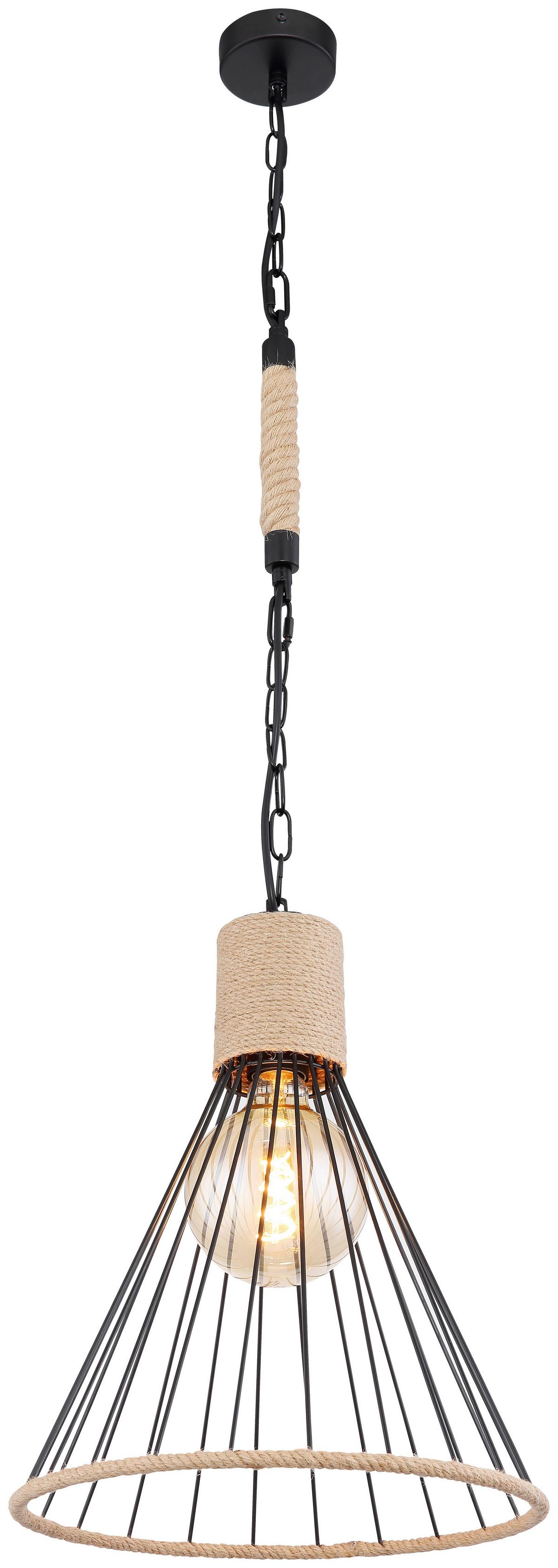 HÄNGELEUCHTE HALIA D: 35 CM BRAUN - Schwarz/Braun, Natur, Naturmaterialien/Metall (35/140cm) - Globo