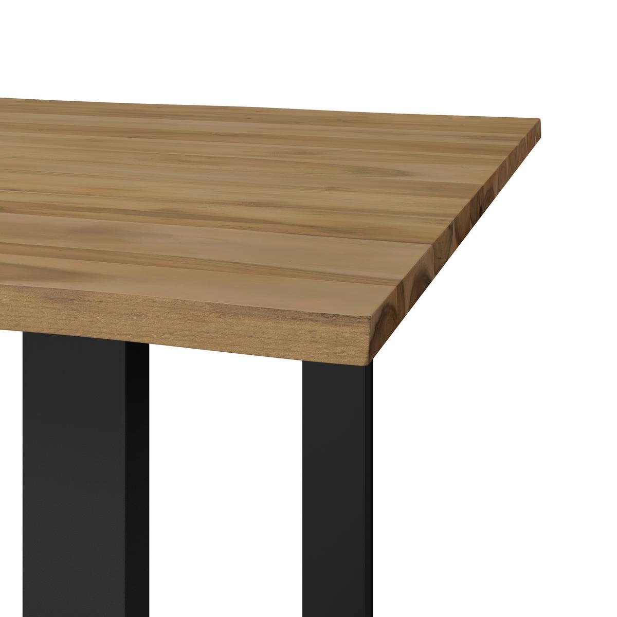Esstisch Filo in Holz Akazie massiv ca. 160x90 cm - Schwarz/Akaziefarben, MODERN, Holz/Metall (160/90/76cm) - Bessagi Home