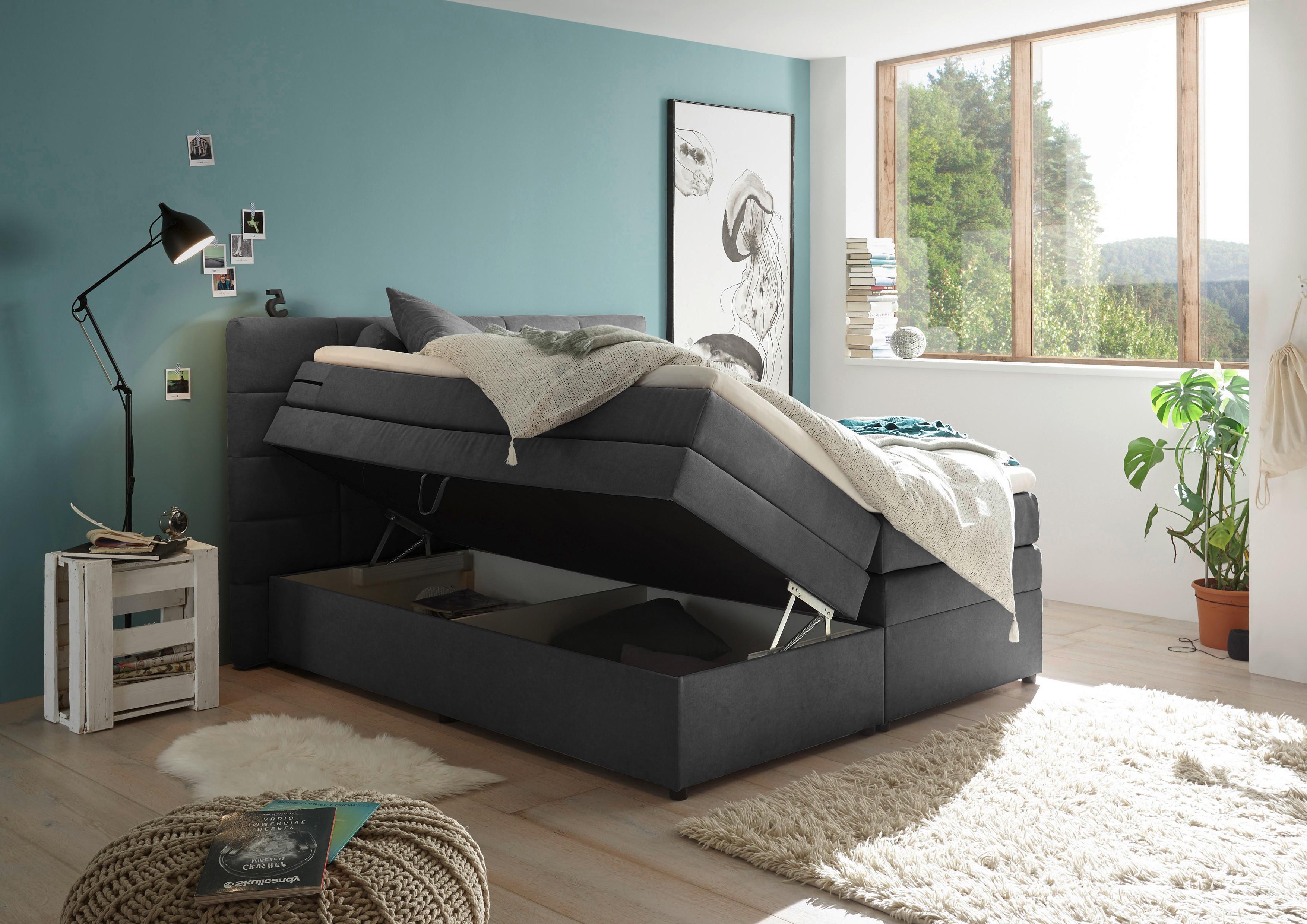 Boxspringbett Tacoma 3 inkl. Topper ca. 180x200cm Schlammf. - Schlammfarben, KONVENTIONELL, Kunststoff (180/200cm) - MID.YOU