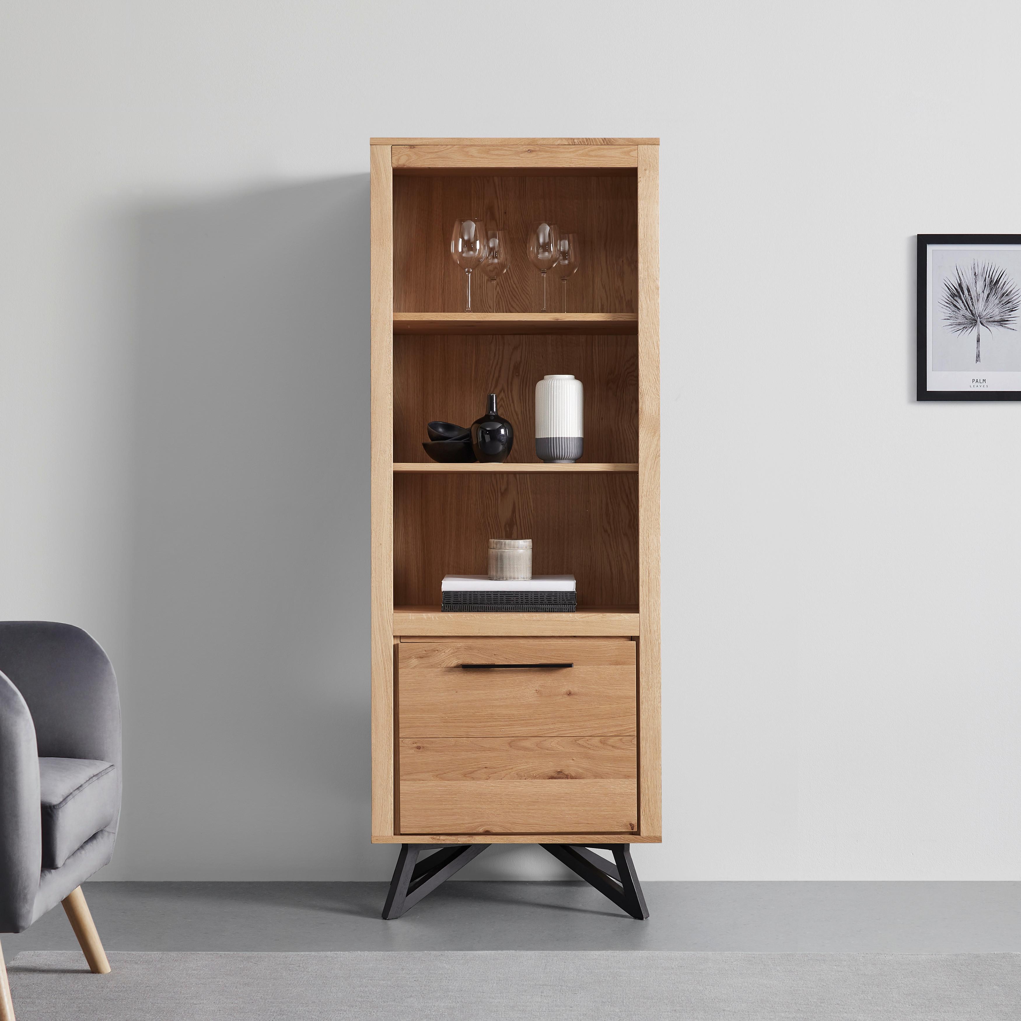 WITRYNA EMILIO - kolor dębowy/czarny, Modern, metal/drewno (65/175/40cm) - Bessagi Home
