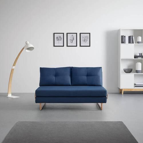 Zofa Malic, Modra, Z Ležiščem - modra/barve hrasta, Moderno, kovina/tekstil (150/84/90cm) - Bessagi Home