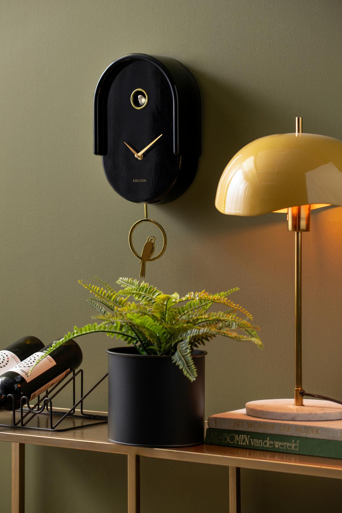 ZEGAR ŚCIENNY TWEET - czarny wysoki połysk, Basics, tworzywo sztuczne (42/20cm) - Karlsson