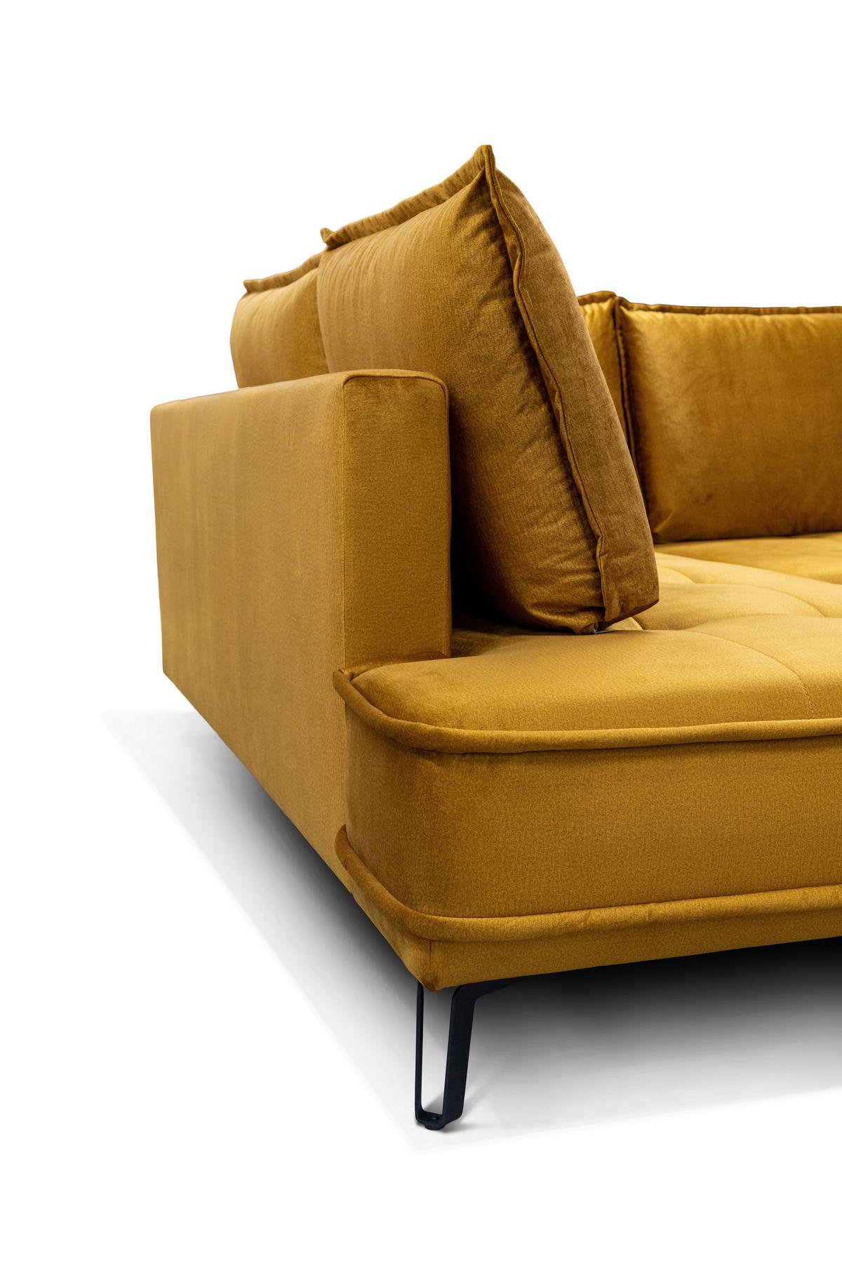 Sarokkanapé Segre - aranyszínű, Modern, faalapú anyag/textil (215/270cm) - Premium Living